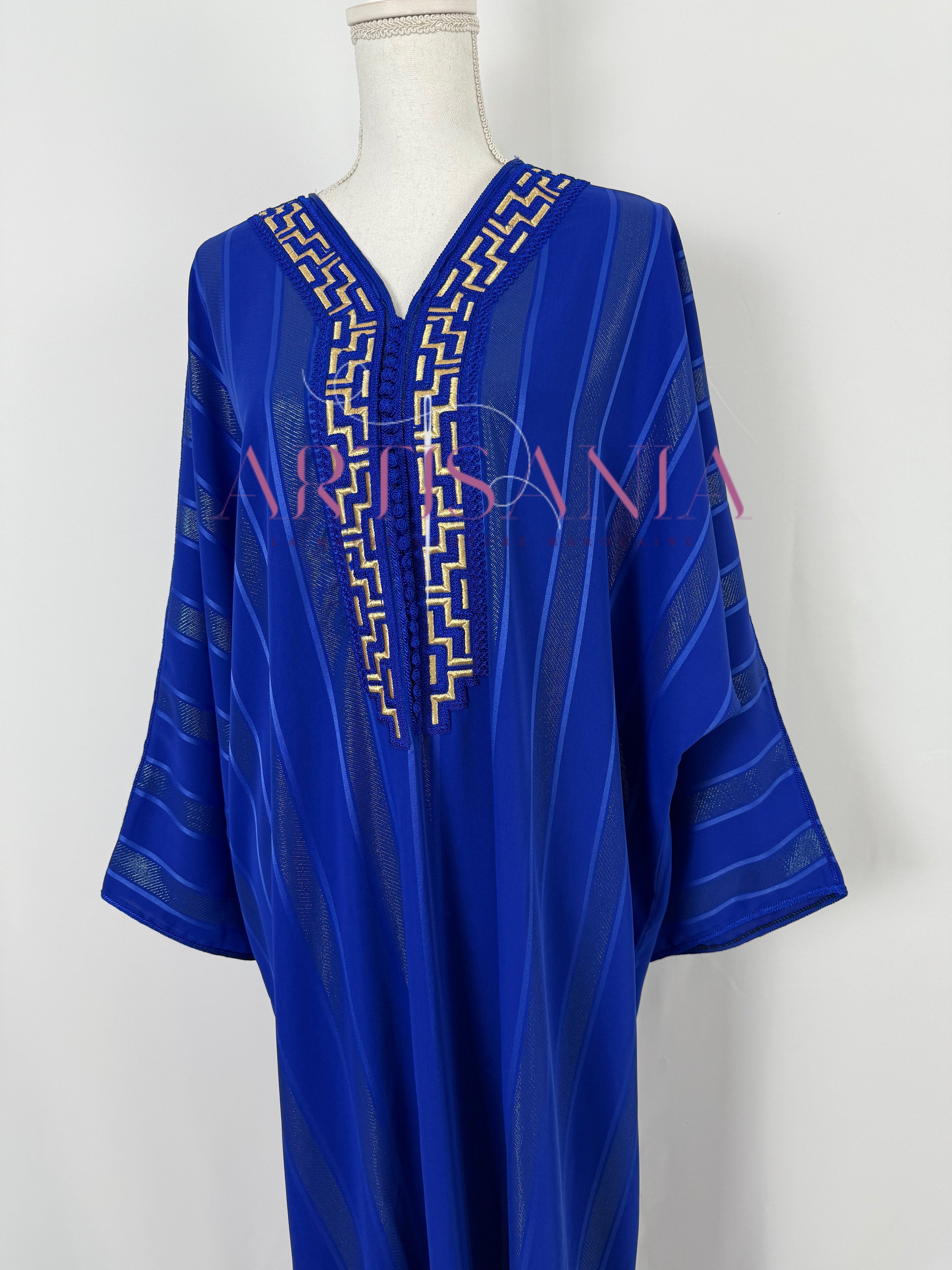 Gandoura tissu jawhara avec broderies - modèle Zahia