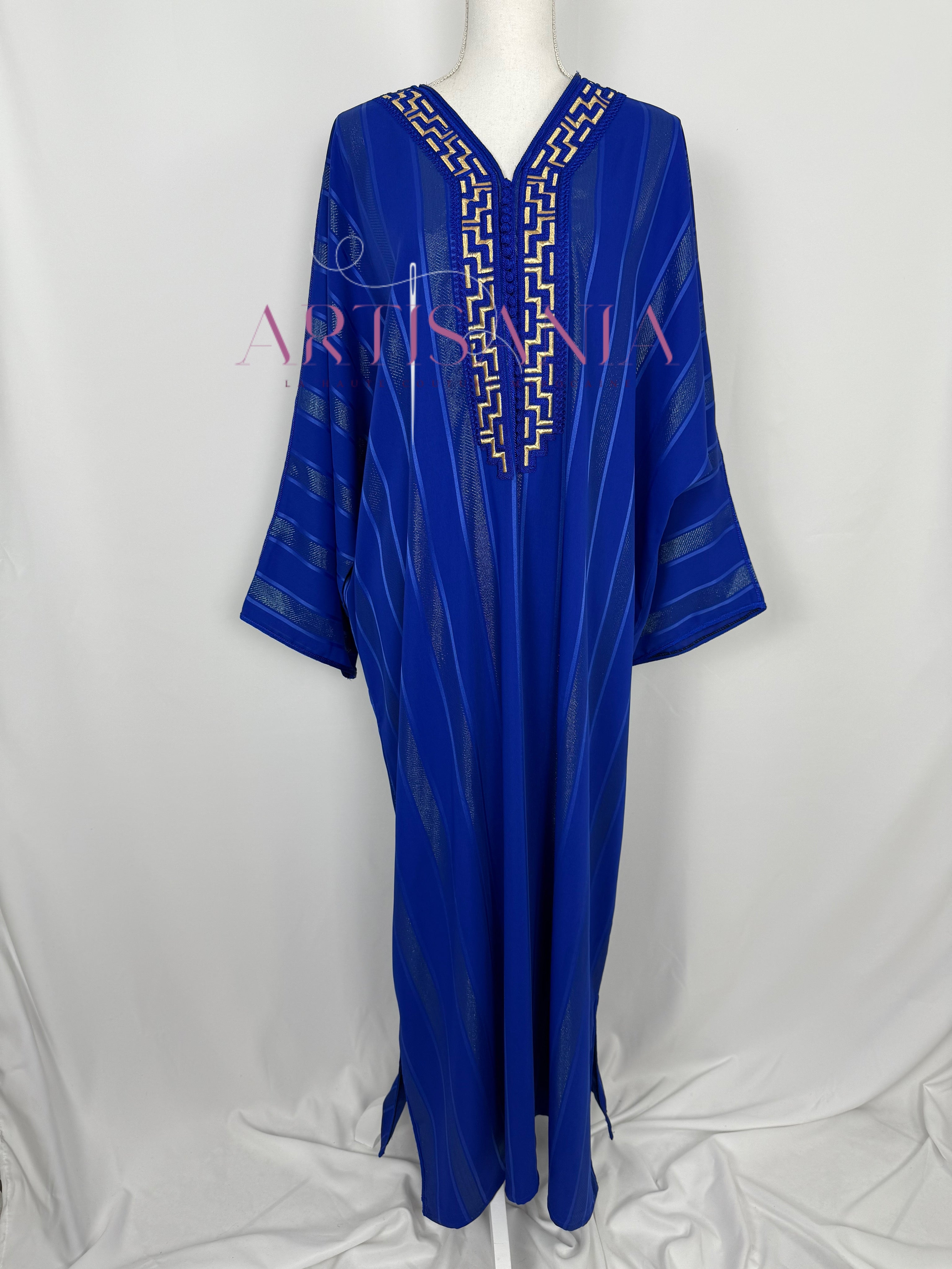 Gandoura tissu jawhara avec broderies - modèle Zahia