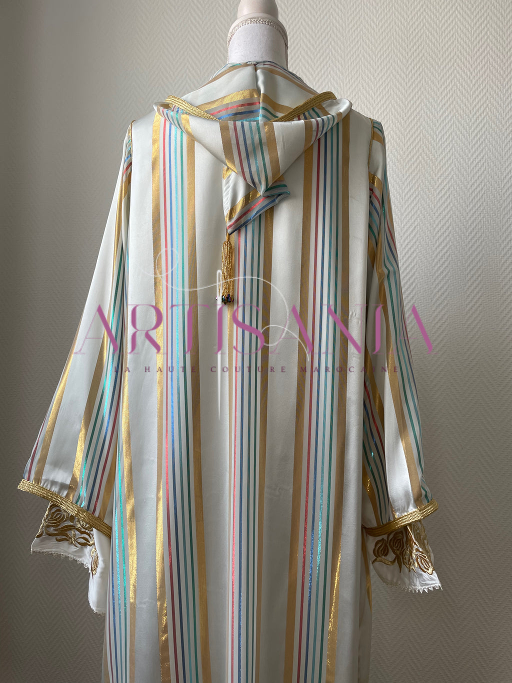 Jellaba marocaine deux pièces avec rayures - modèle Samara