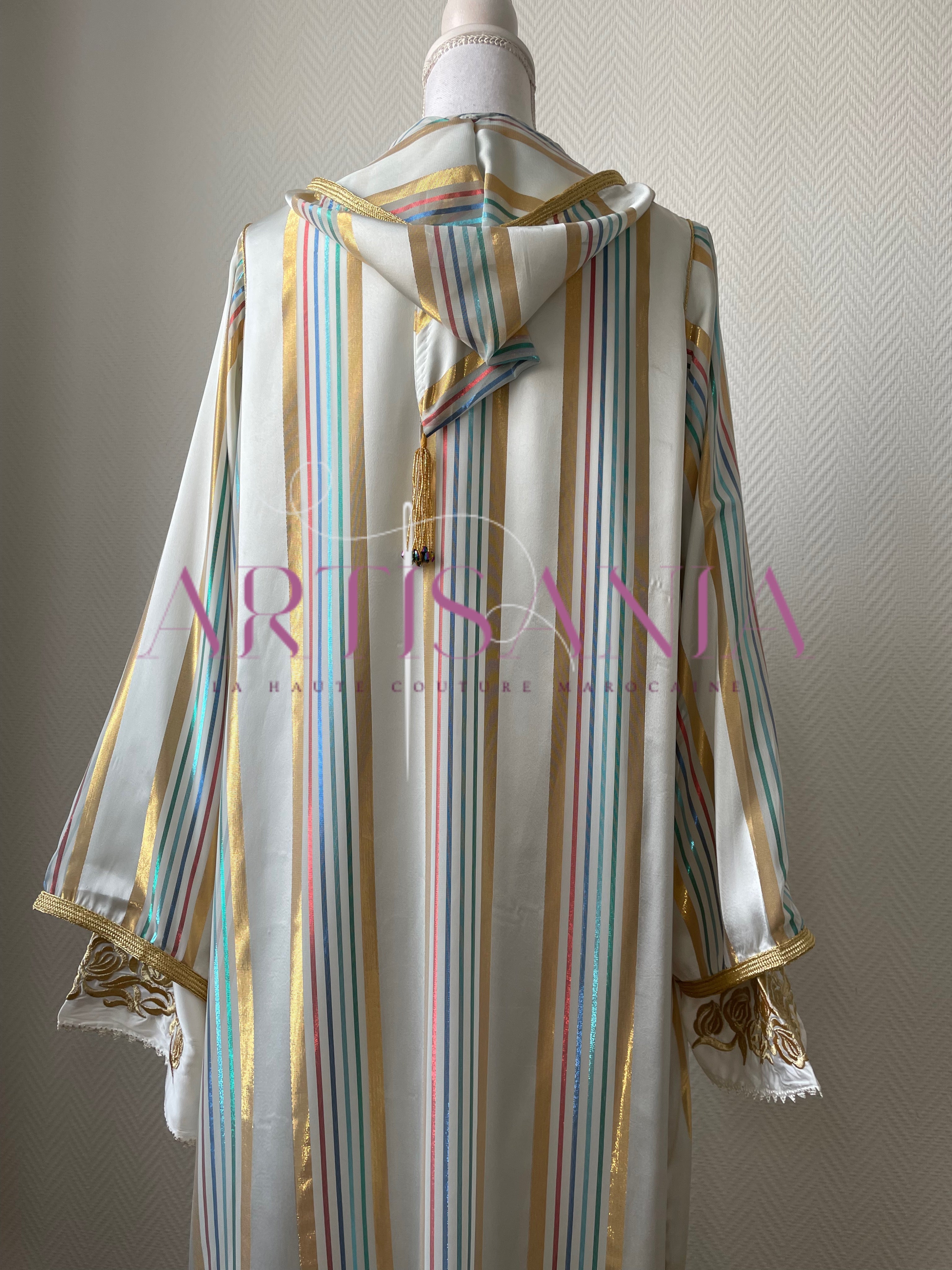 Jellaba marocaine deux pièces avec rayures - modèle Samara