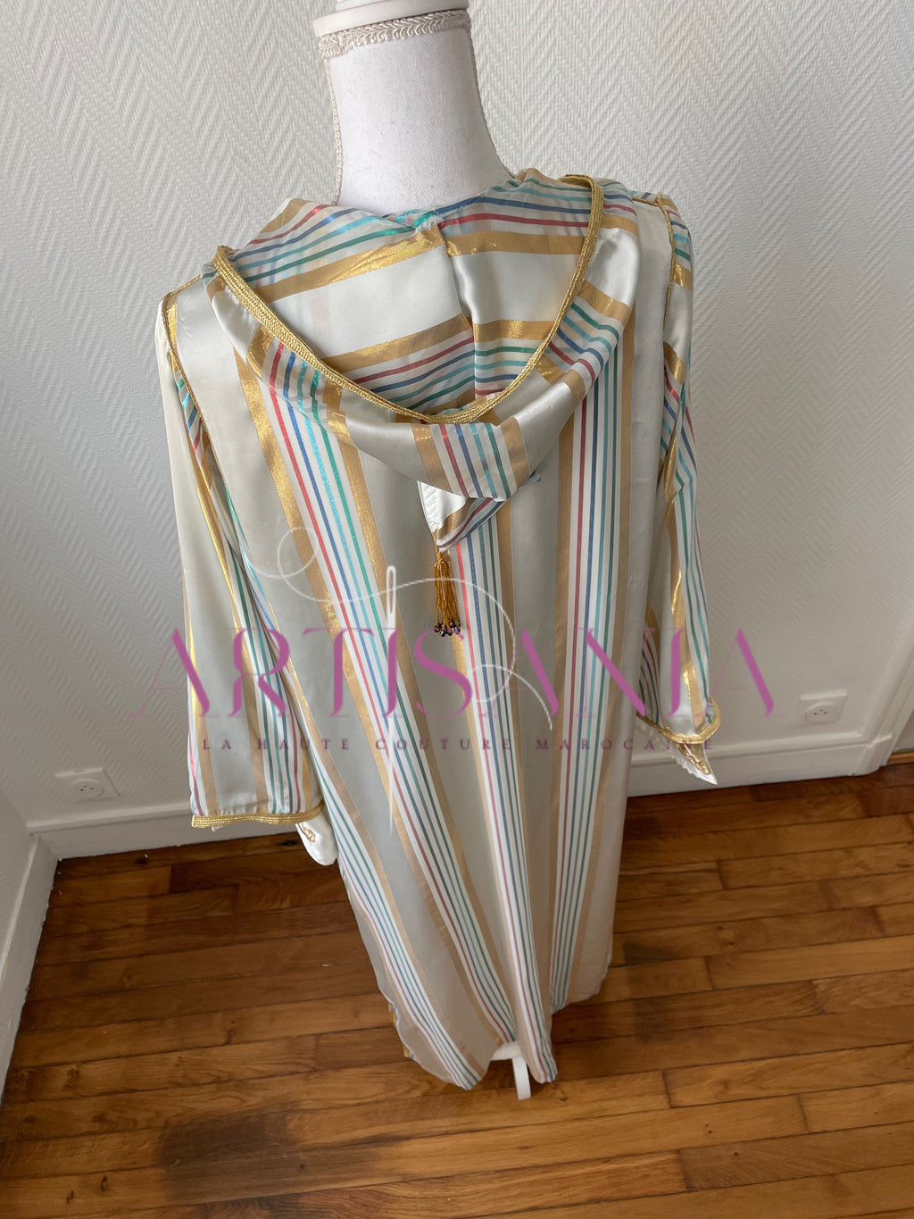 Jellaba marocaine deux pièces avec rayures - modèle Samara