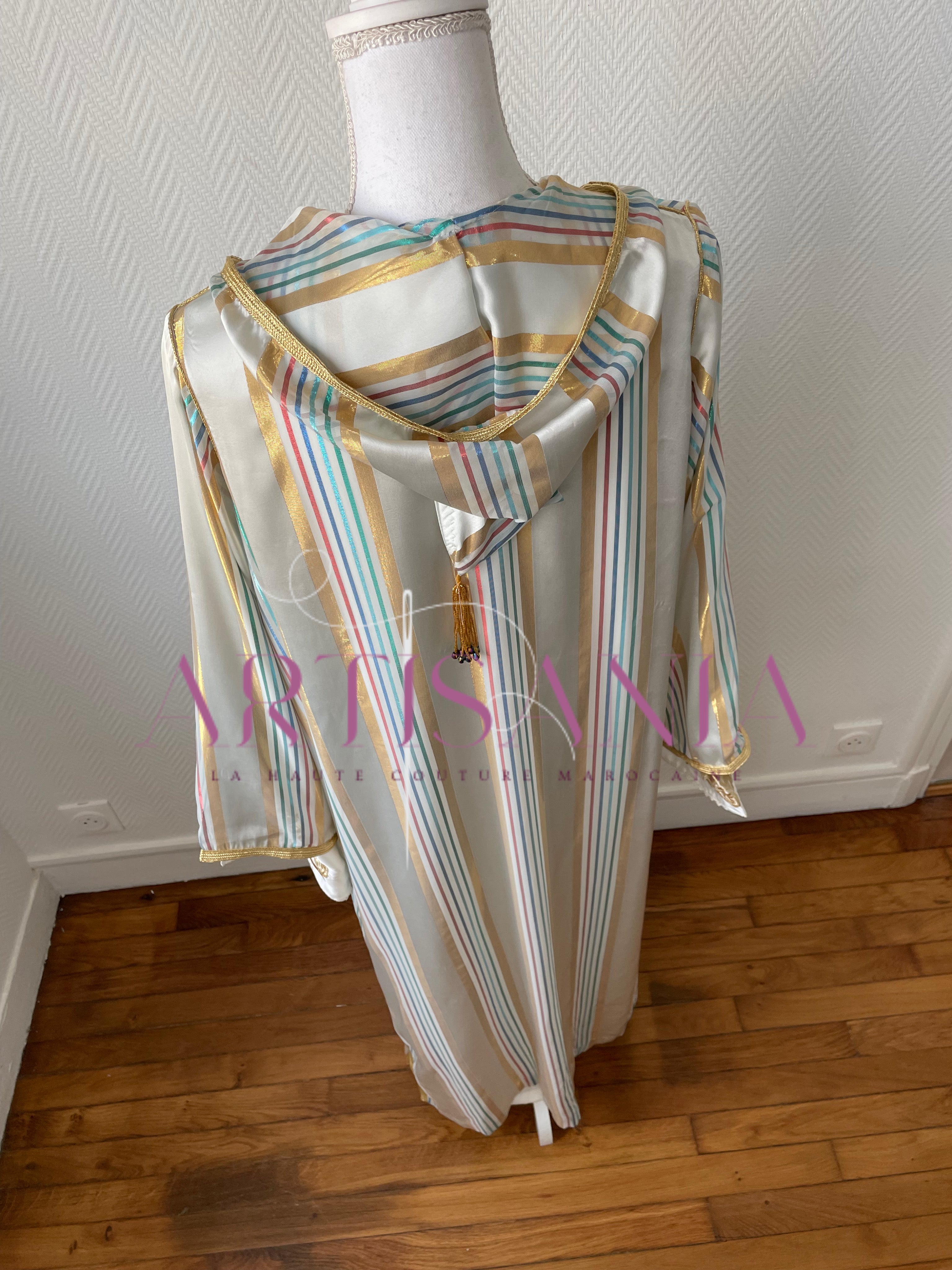 Jellaba marocaine deux pièces avec rayures - modèle Samara