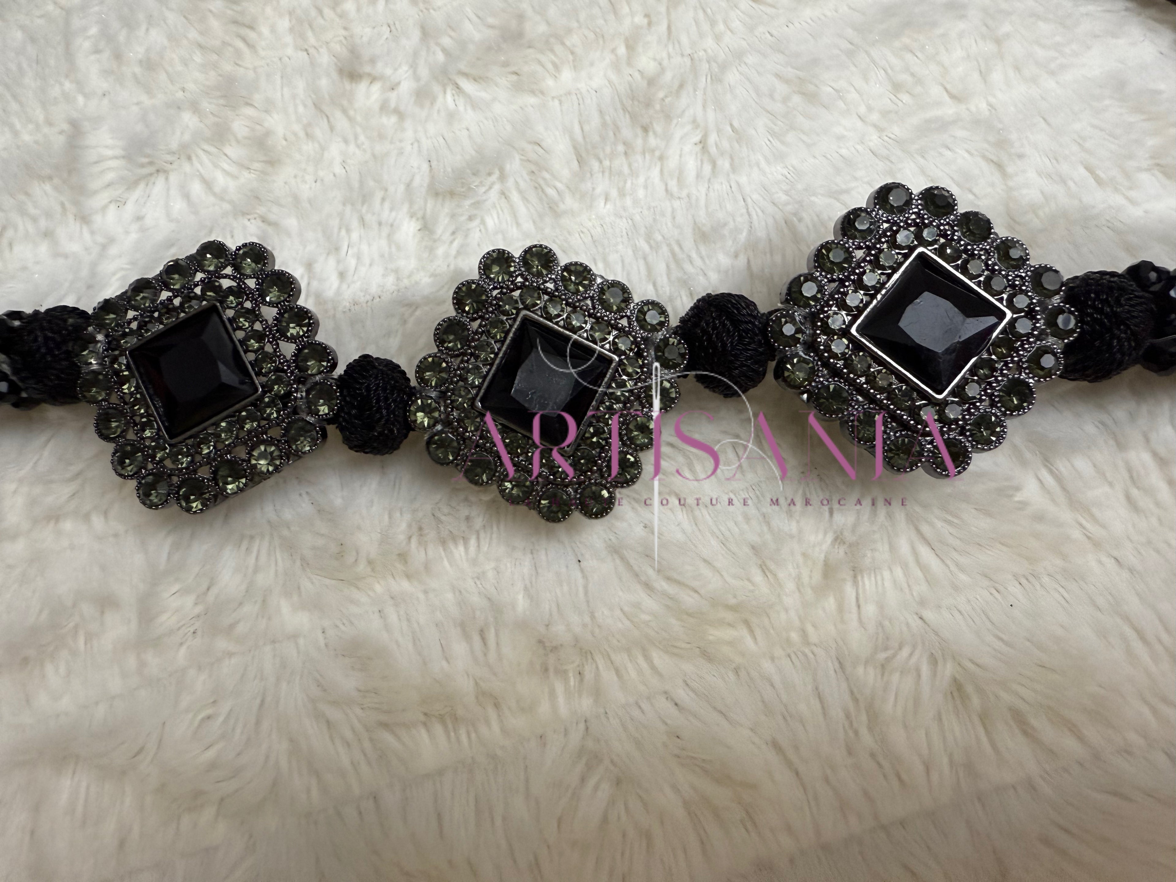 Ceinture métal ajustable - aux perles noires et dorées 🖤✨