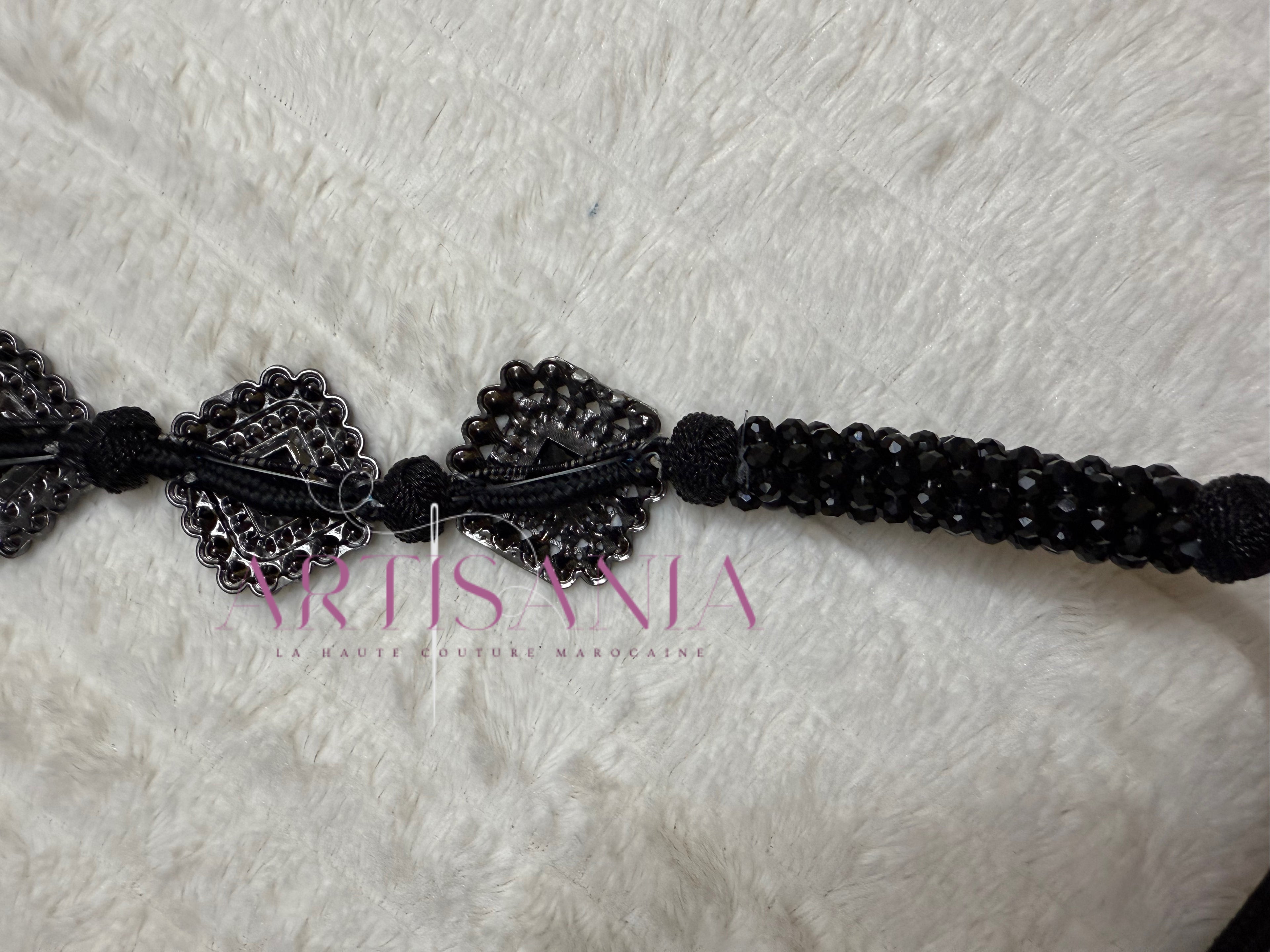 Ceinture métal ajustable - aux perles noires et dorées 🖤✨