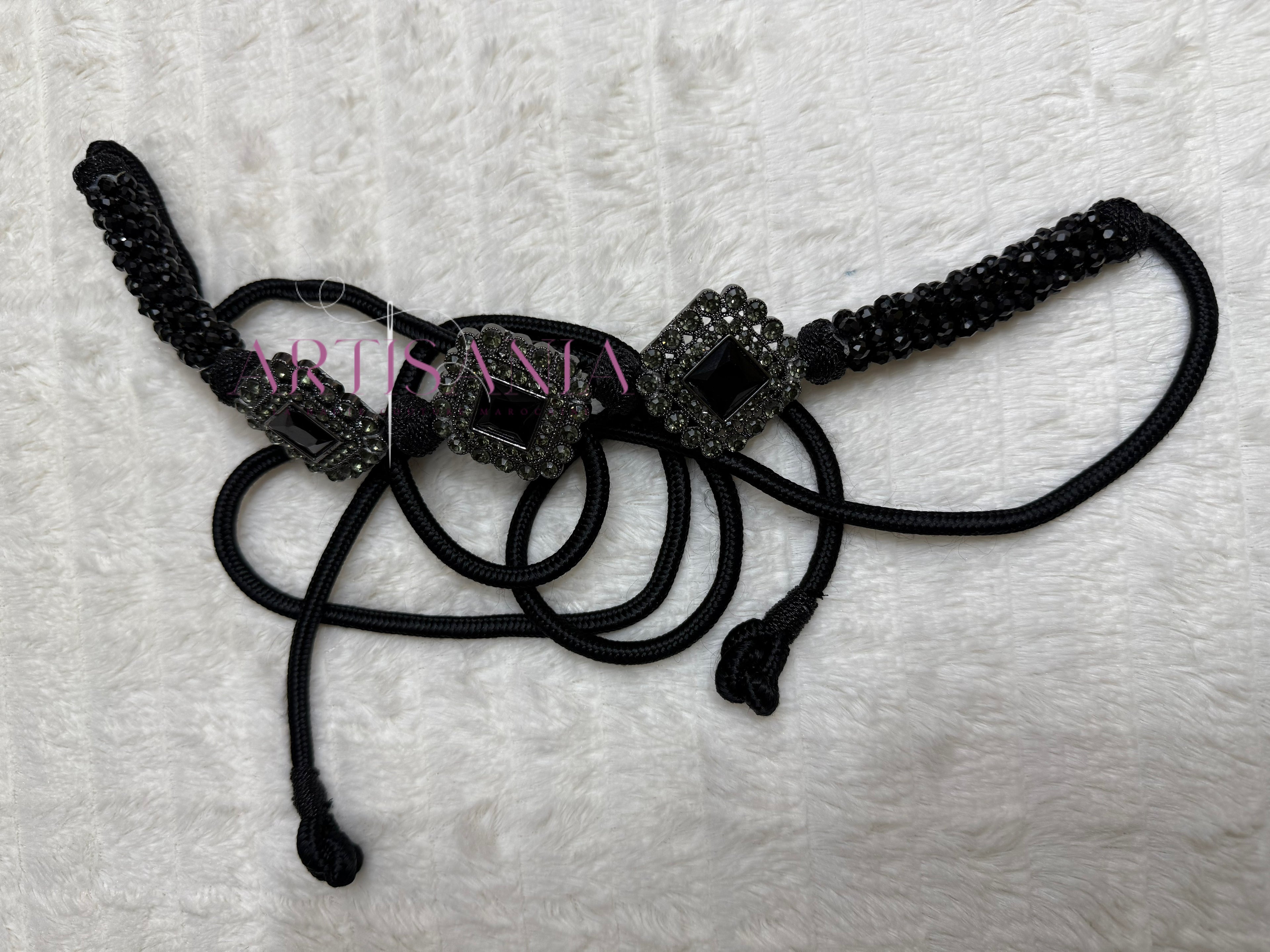 Ceinture métal ajustable - aux perles noires et dorées 🖤✨
