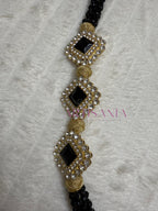 Ceinture métal ajustable - aux perles noires et dorées 🖤✨