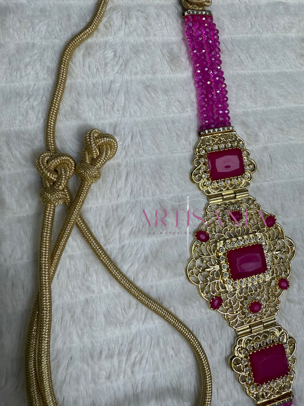 Ceinture métallique ajustable - ornée de perles colorées ✨🩷