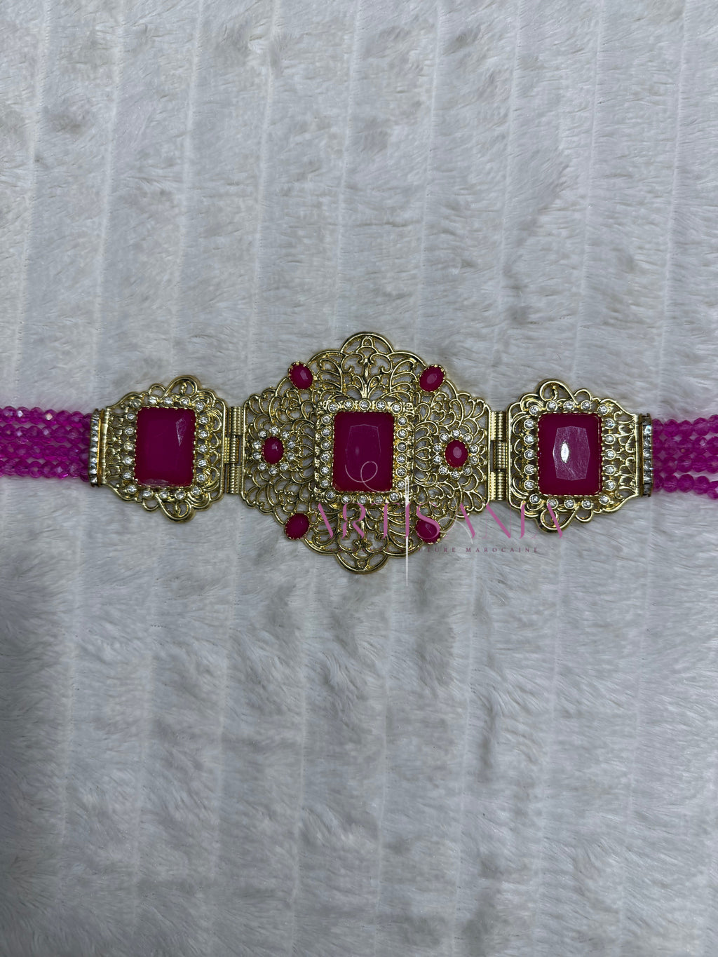 Ceinture métallique ajustable - ornée de perles colorées ✨🩷