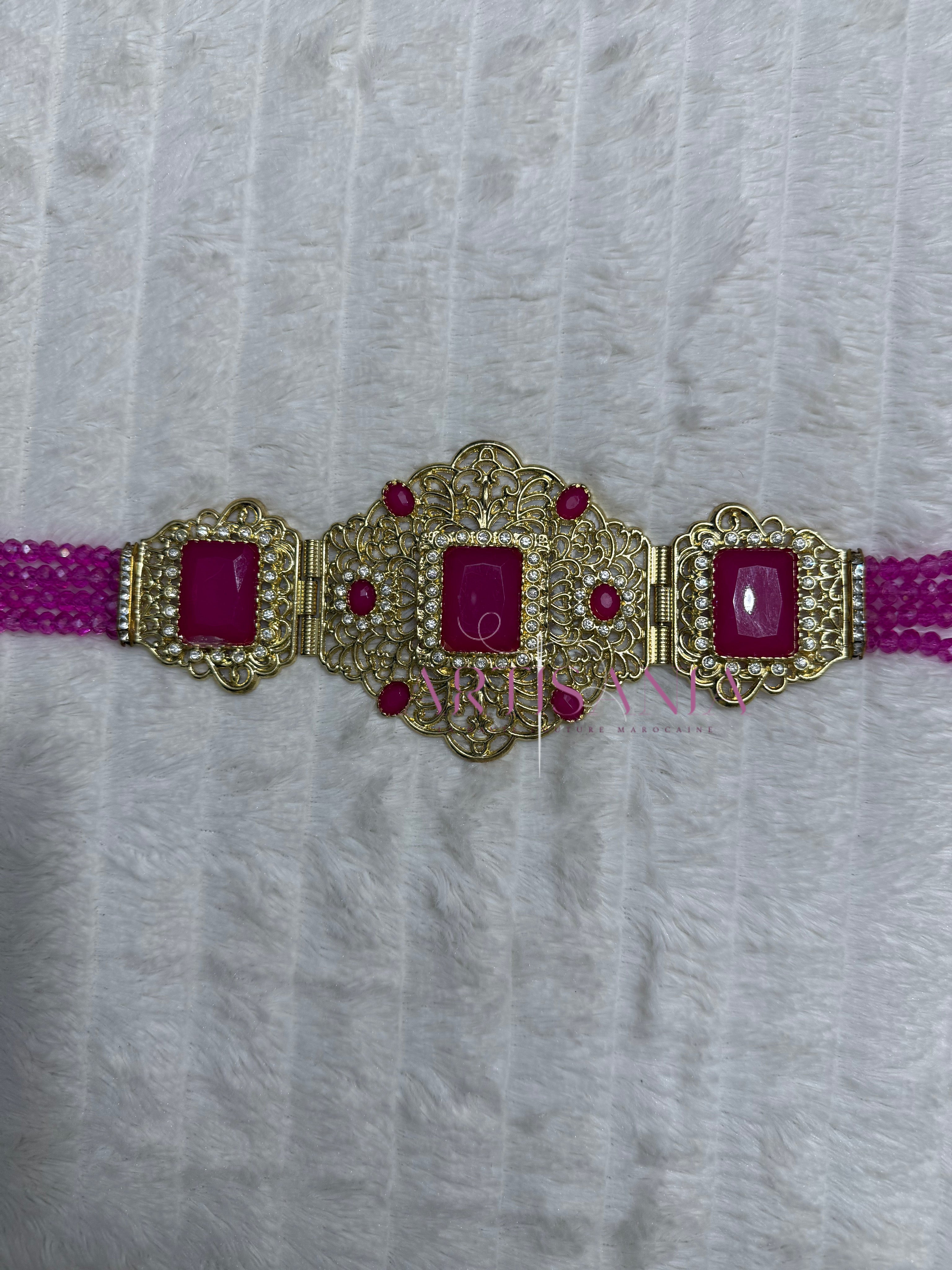 Ceinture métallique ajustable - ornée de perles colorées ✨🩷