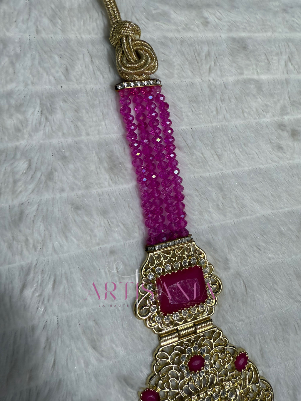 Ceinture métallique ajustable - ornée de perles colorées ✨🩷