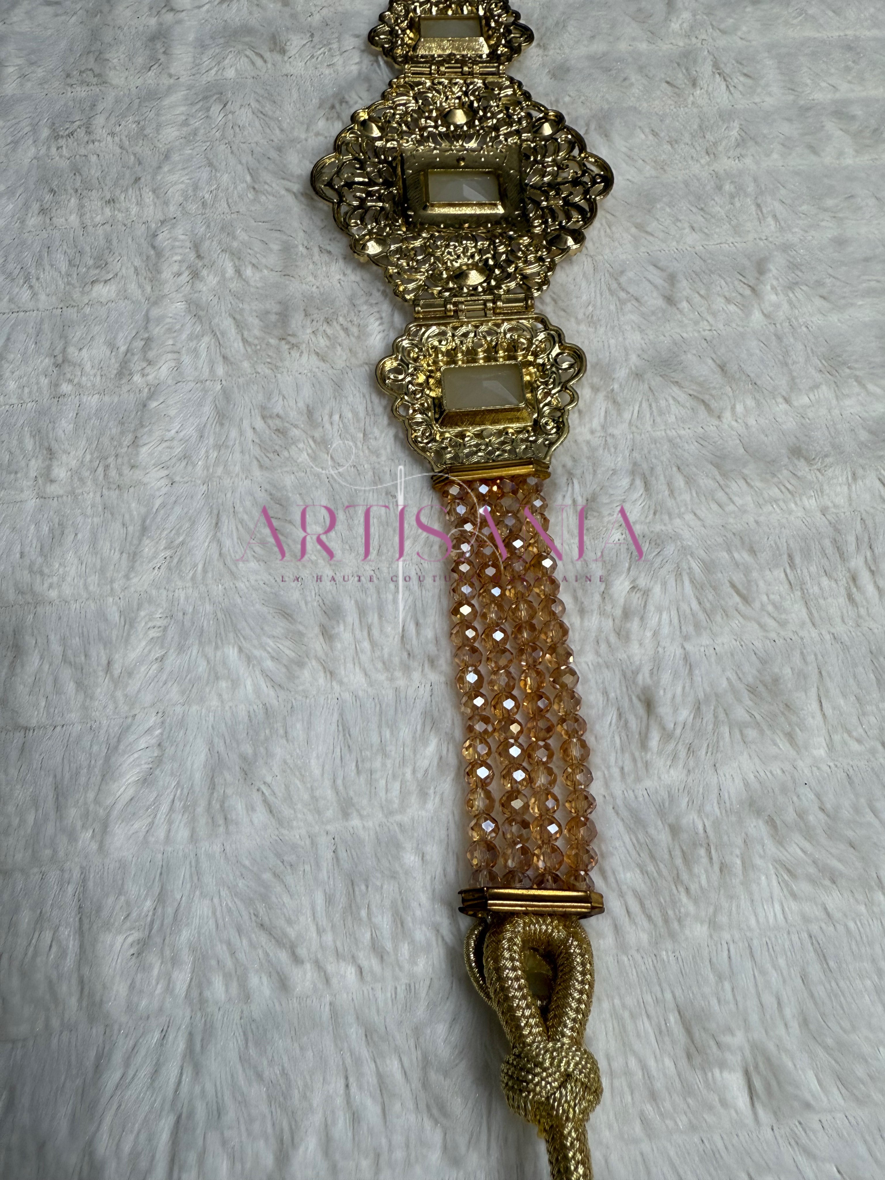 Ceinture métallique ajustable - ornée de perles colorées ✨🩷