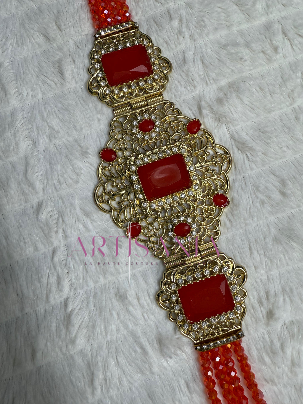 Ceinture métallique ajustable - ornée de perles colorées ✨🩷