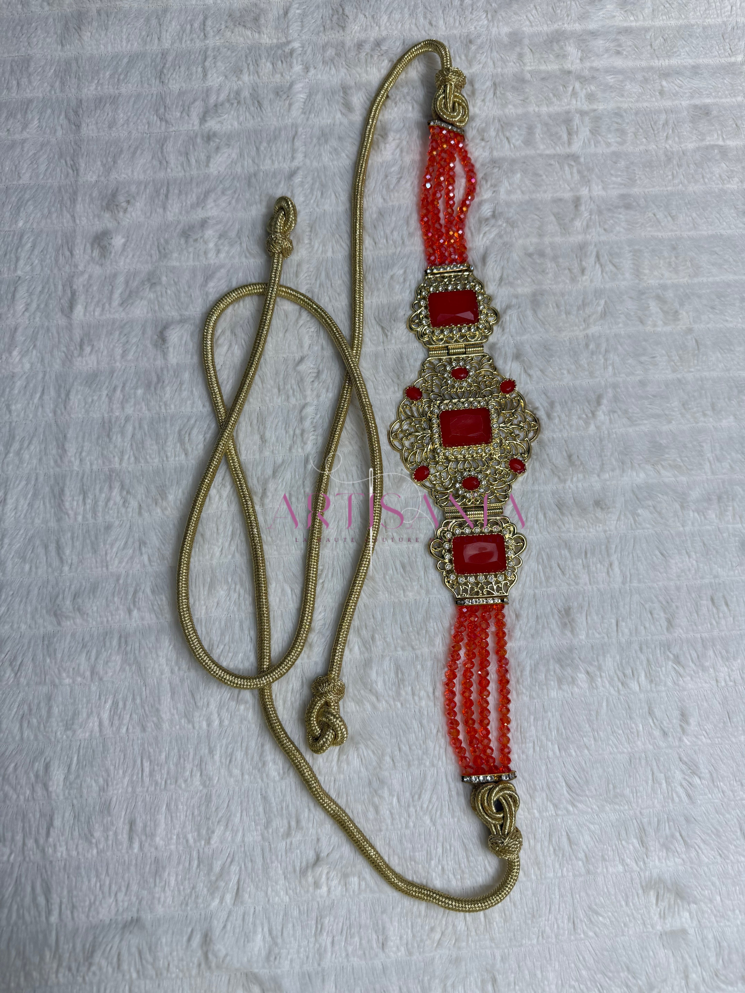 Ceinture métallique ajustable - ornée de perles colorées ✨🩷