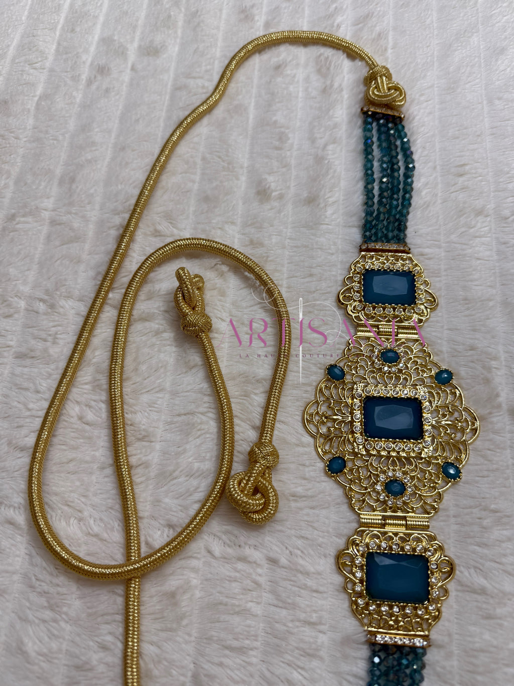 Ceinture métallique ajustable - ornée de perles colorées ✨🩷