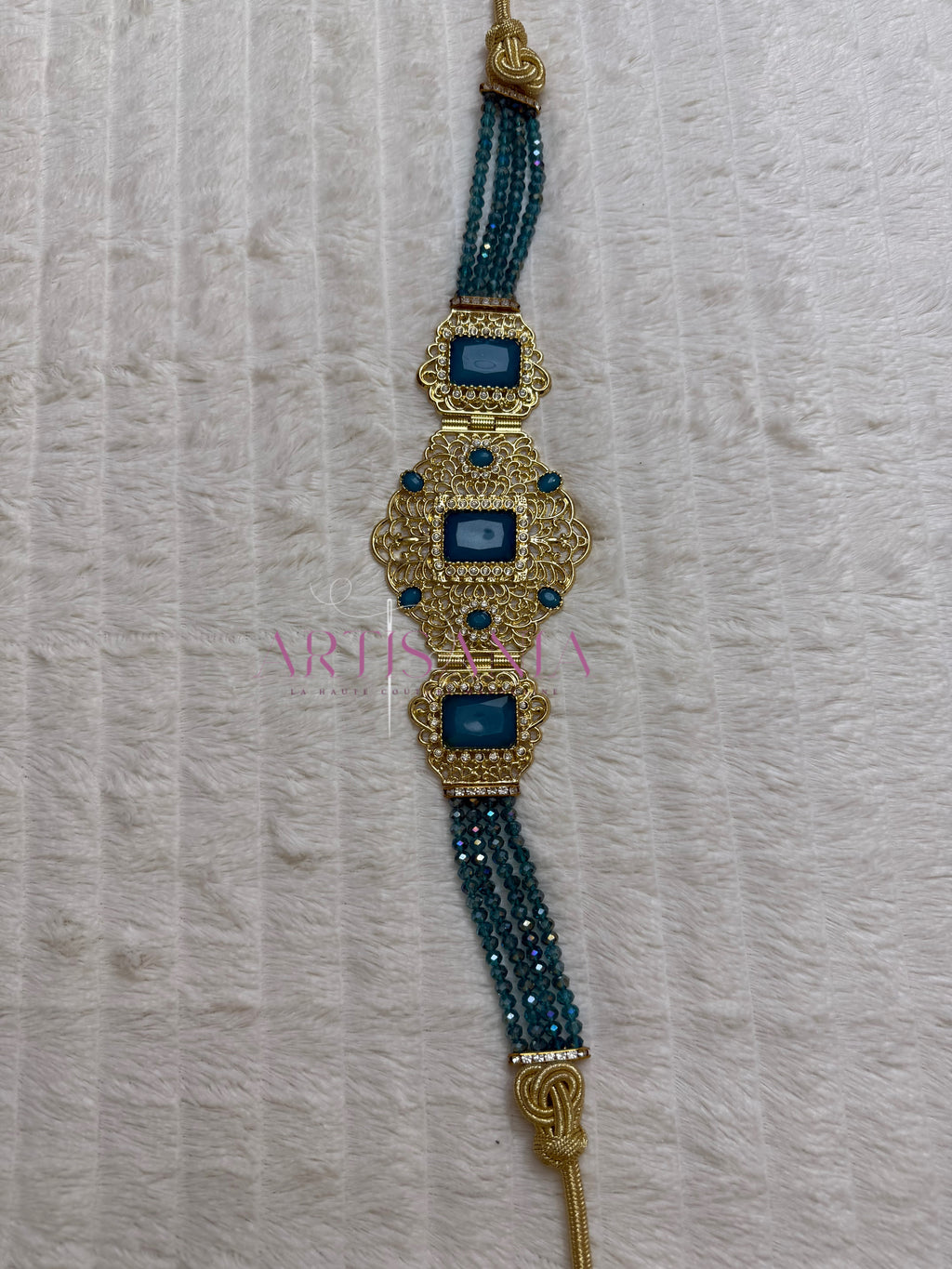 Ceinture métallique ajustable - ornée de perles colorées ✨🩷