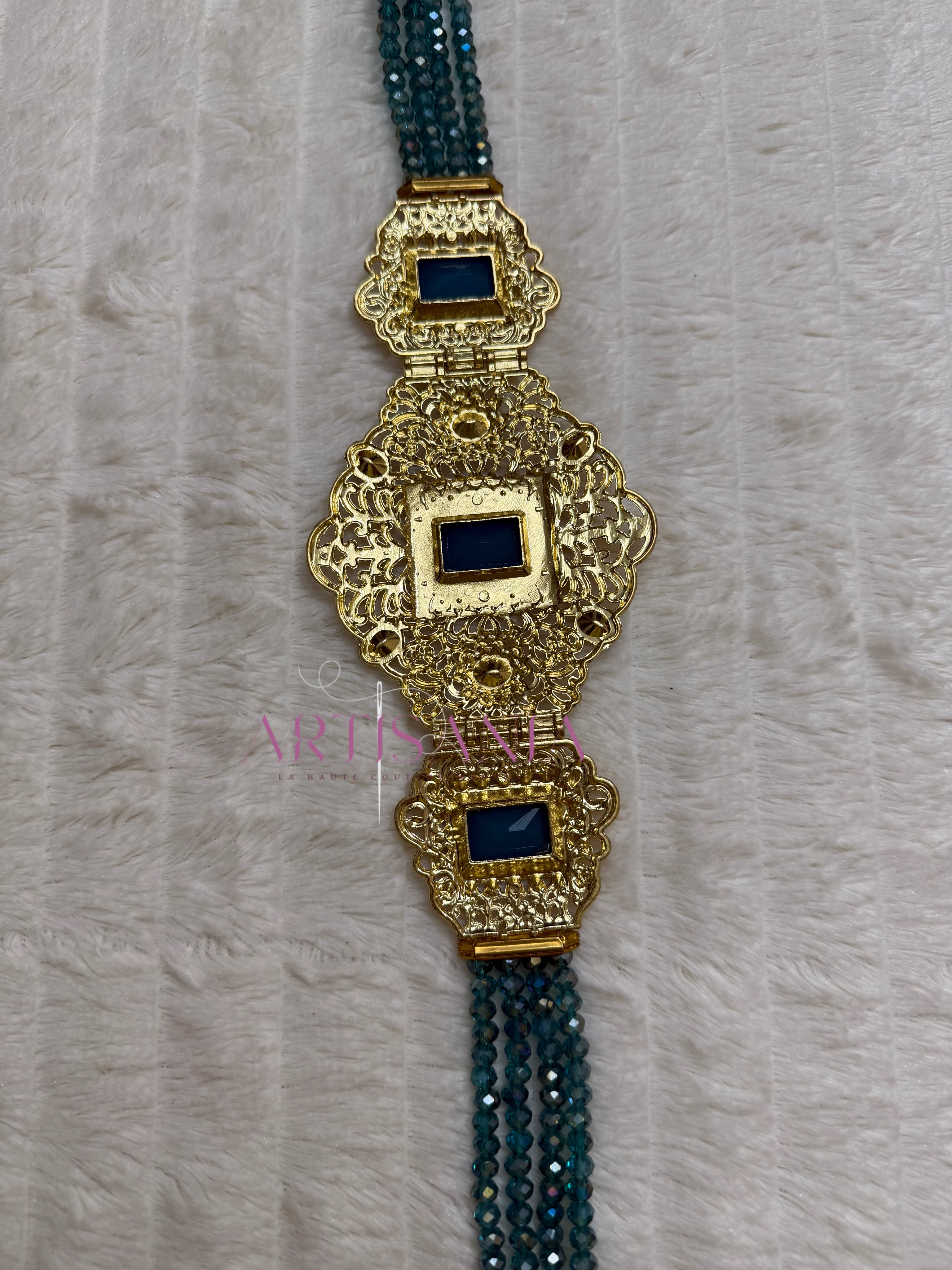 Ceinture métallique ajustable - ornée de perles colorées ✨🩷