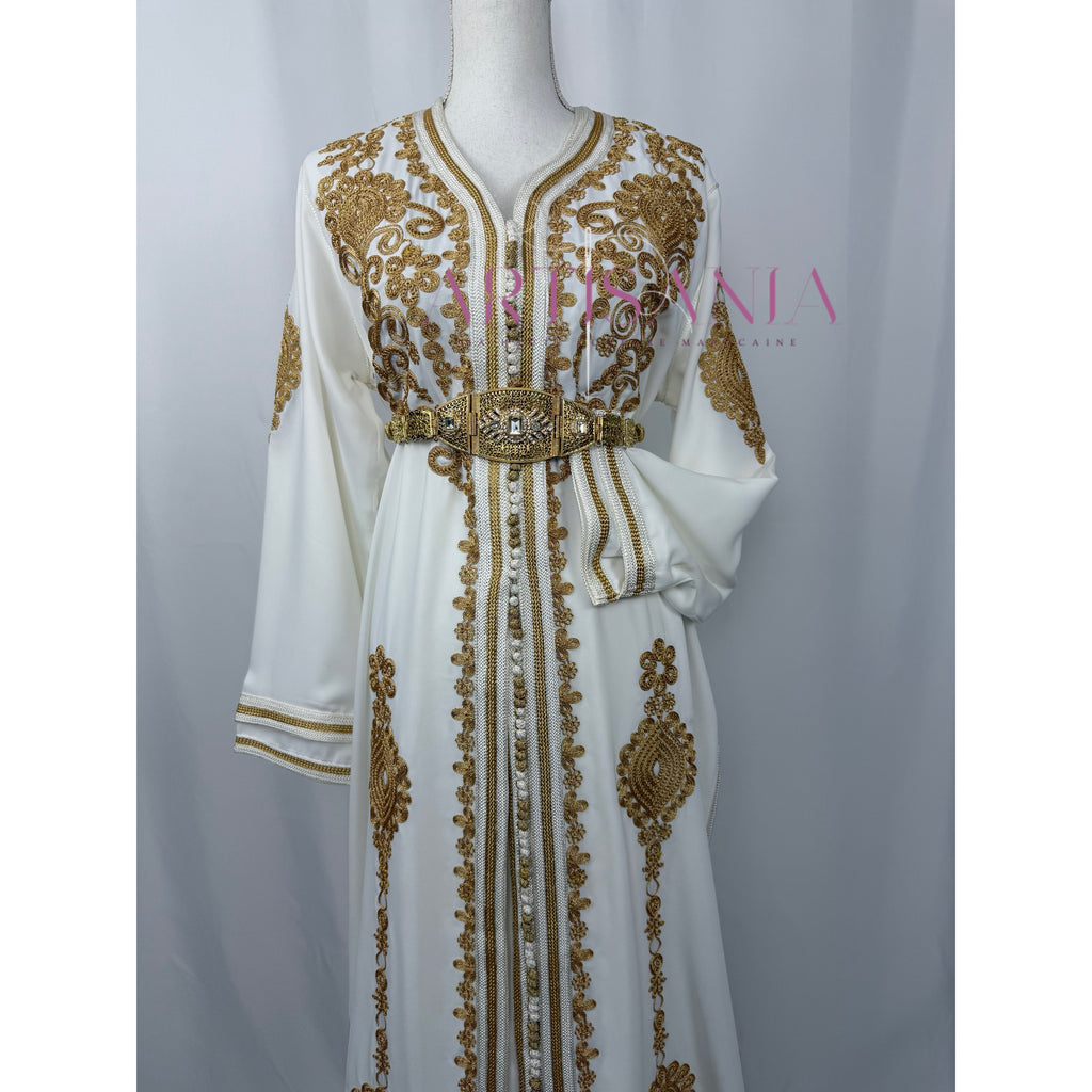 Takchita marocaine blanche et doré - modèle Linda ✨🤍