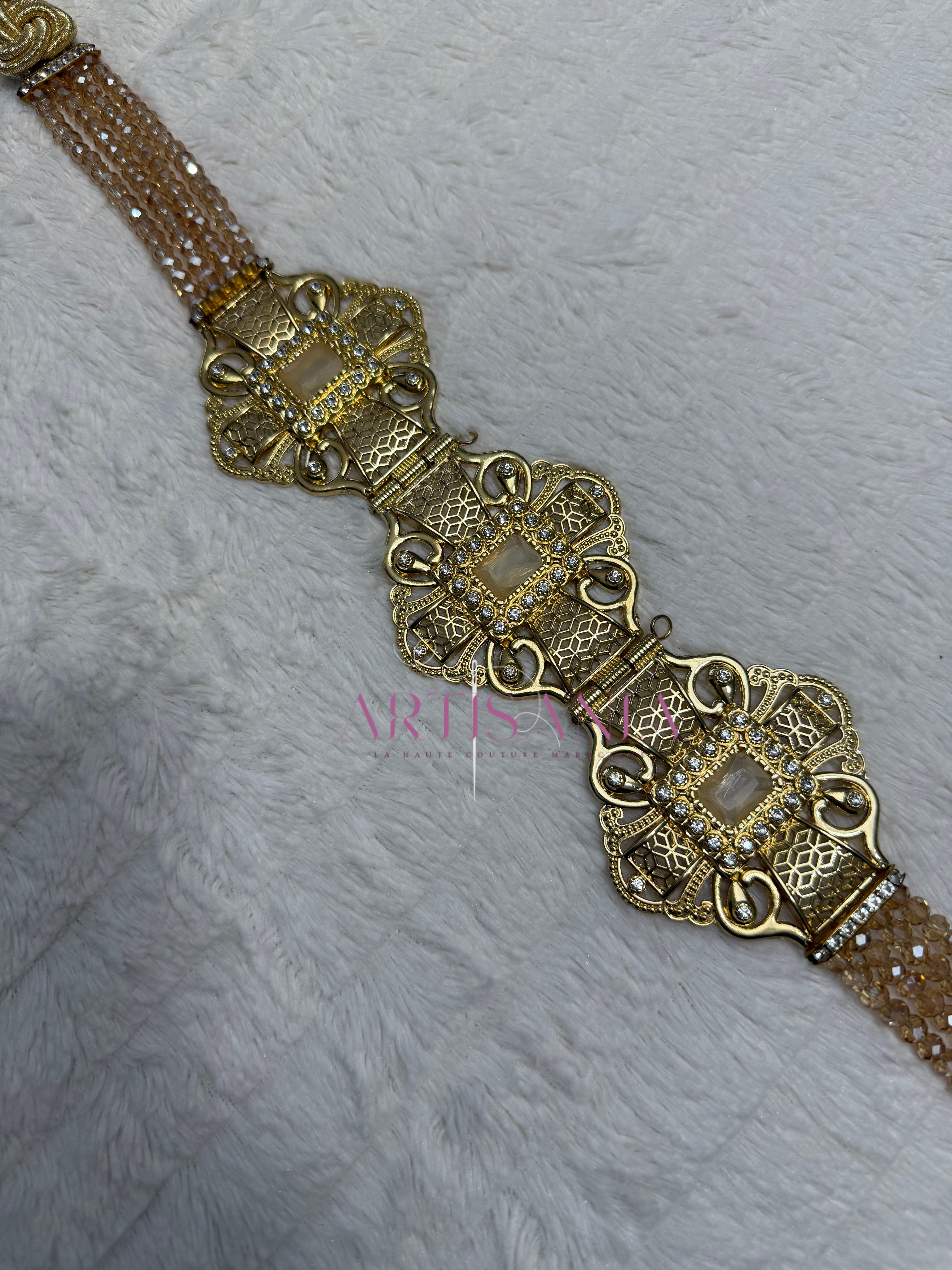 Ceinture métallique -  ajustable ornée de perles ✨🤍