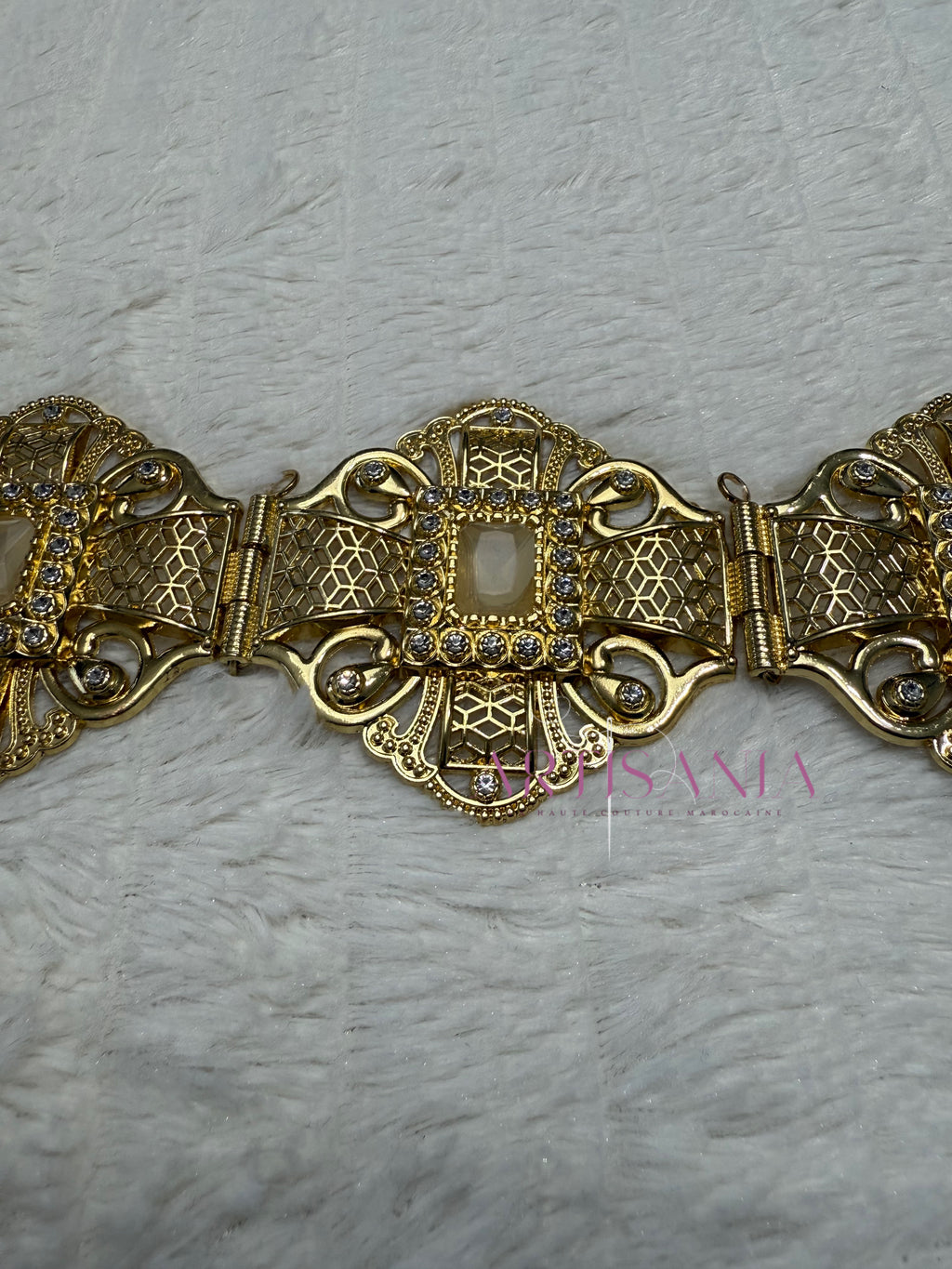 Ceinture métallique -  ajustable ornée de perles ✨🤍
