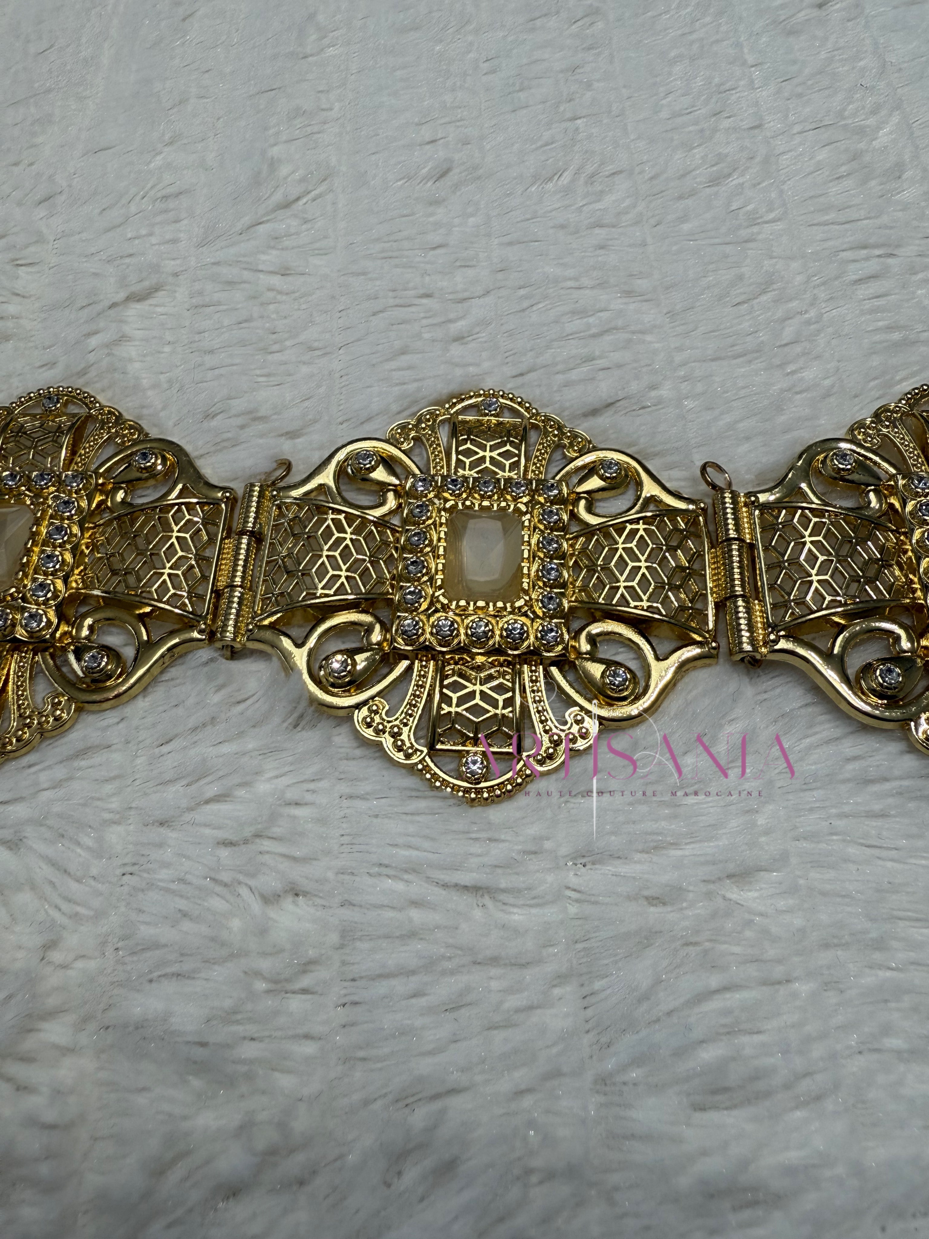 Ceinture métallique -  ajustable ornée de perles ✨🤍
