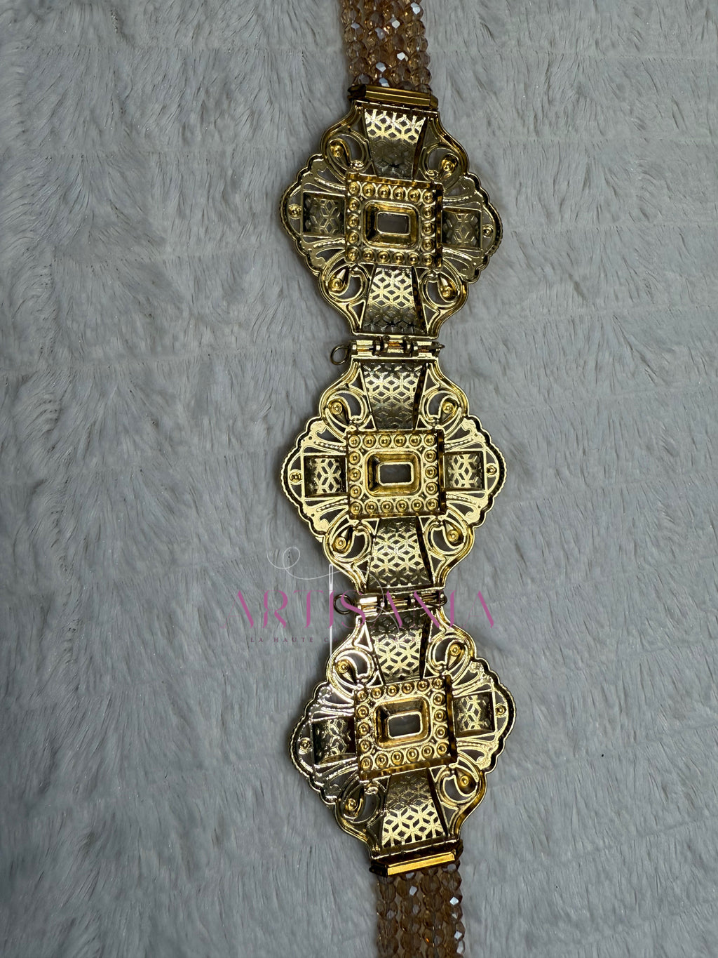 Ceinture métallique -  ajustable ornée de perles ✨🤍