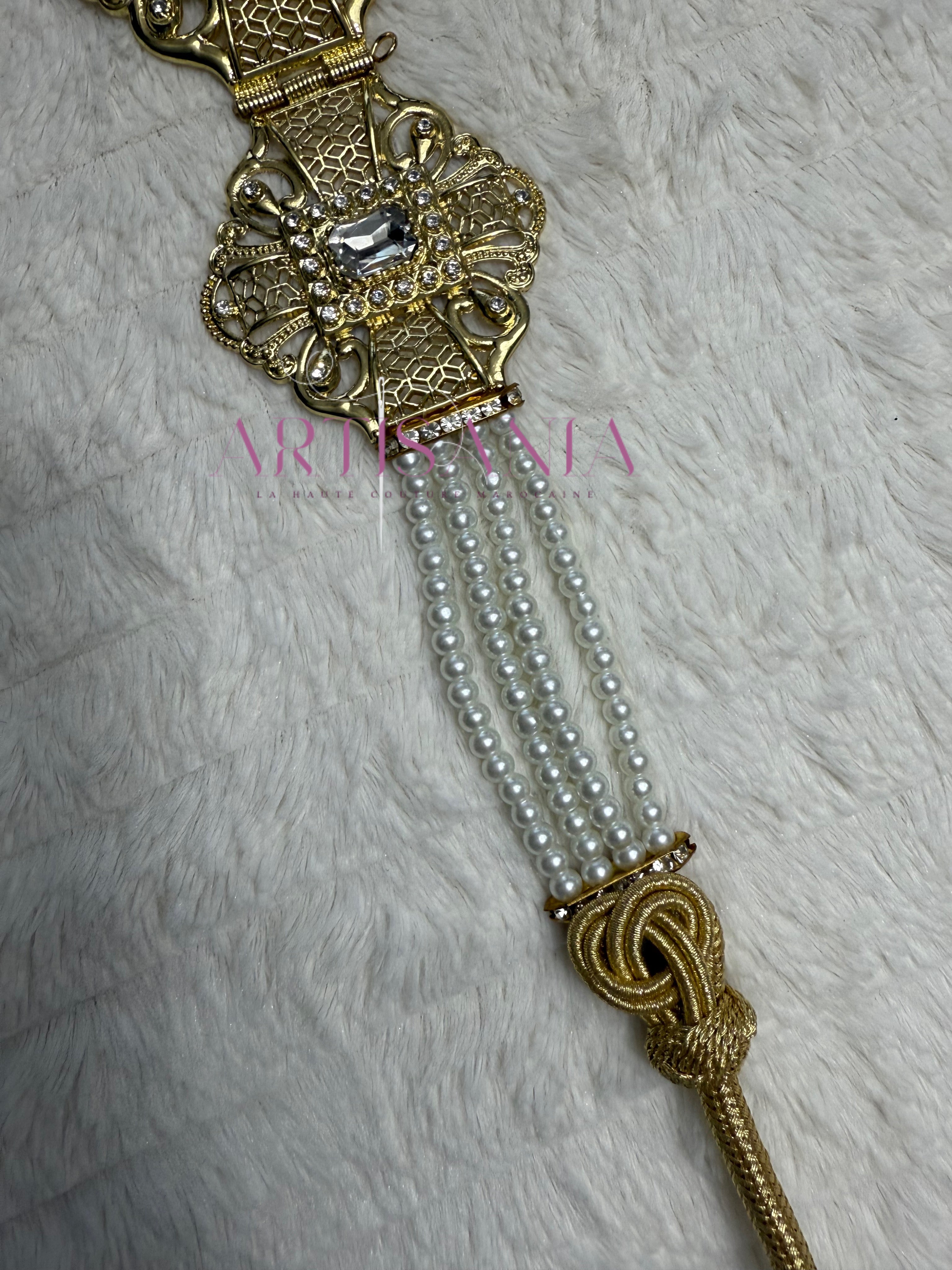 Ceinture métallique -  ajustable ornée de perles ✨🤍