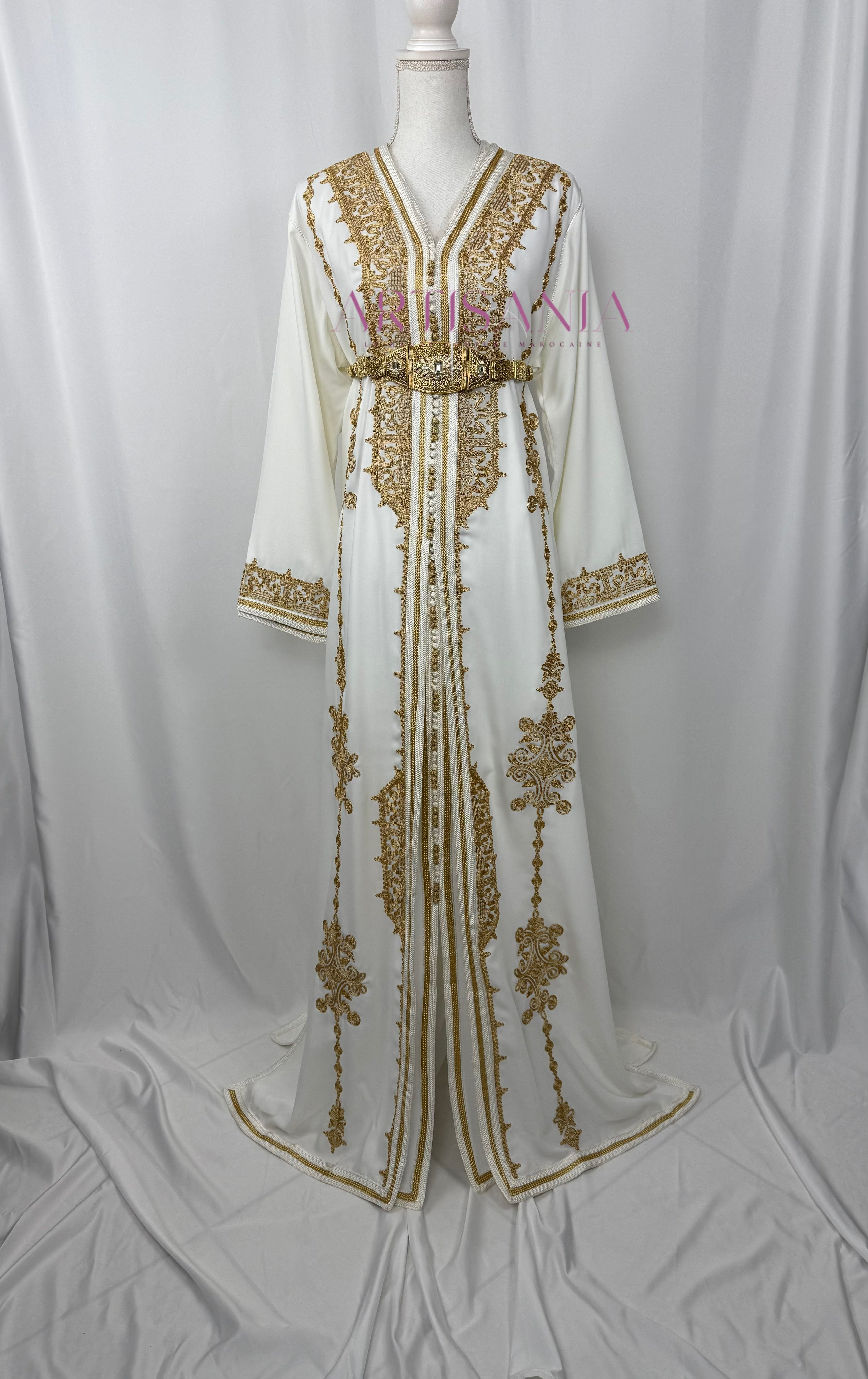 Takchita marocaine blanche et doré - modèle Stella ✨🤍