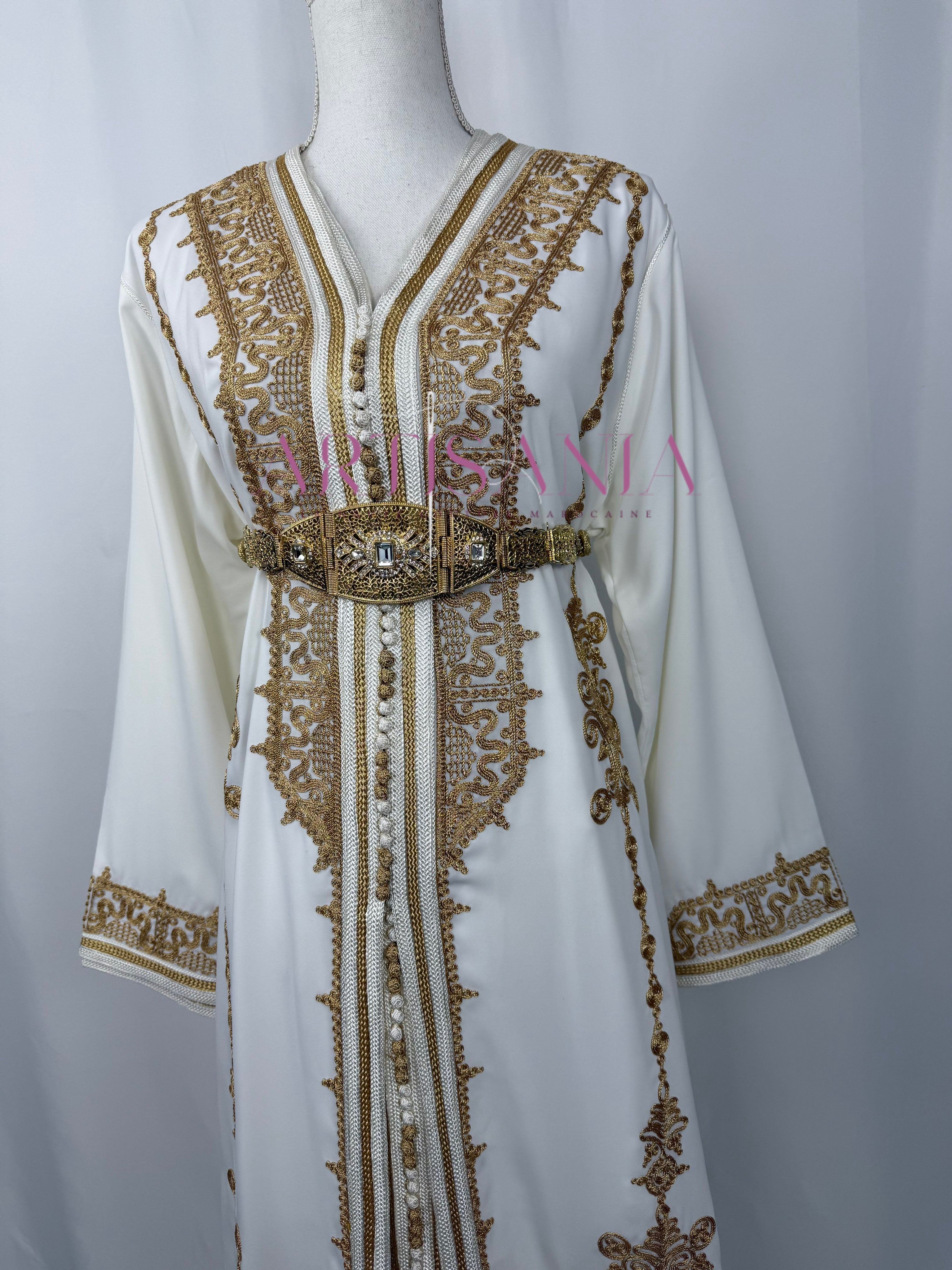 Takchita marocaine blanche et doré - modèle Stella ✨🤍