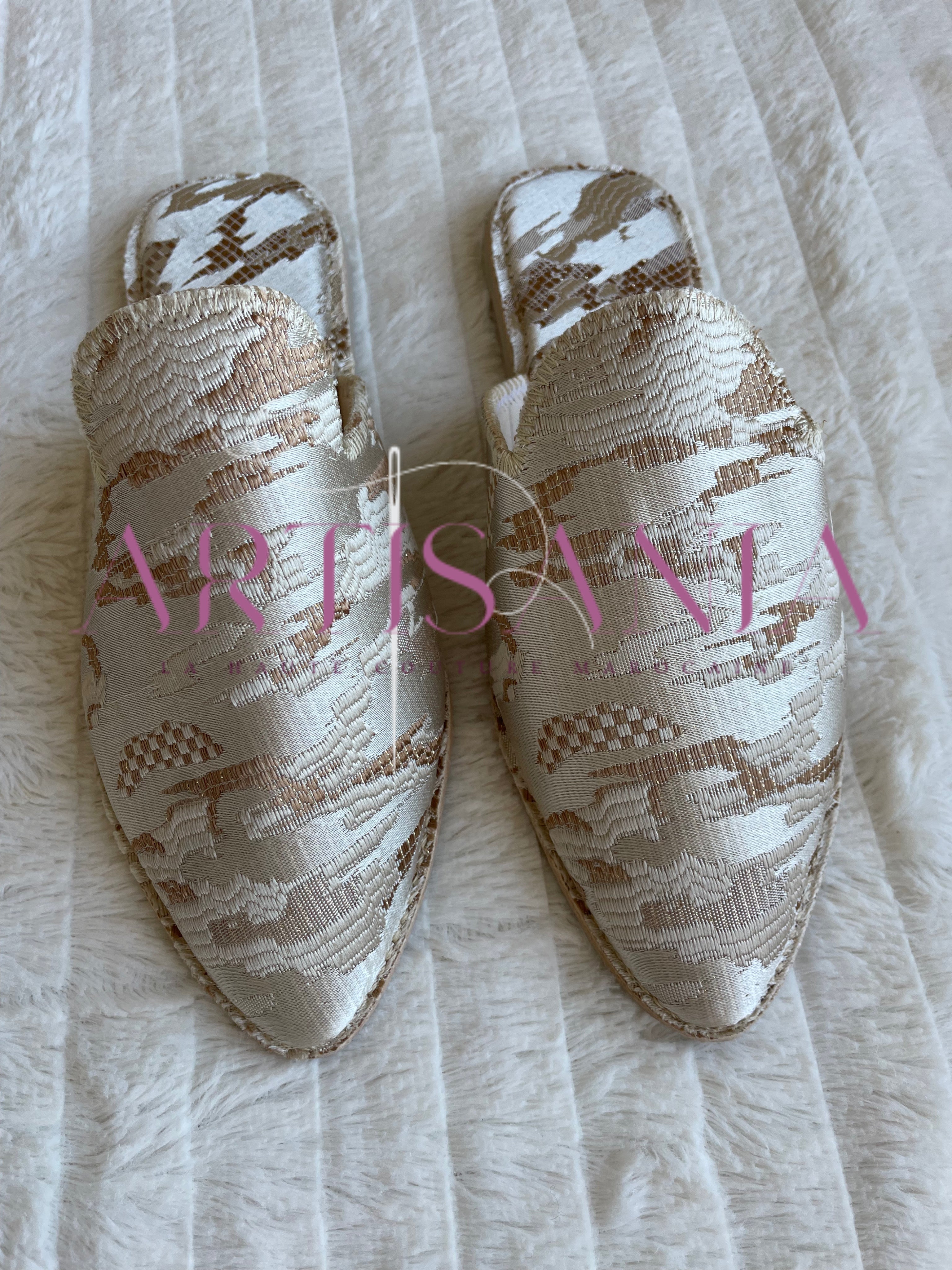 Babouche marocaine plate avec motifs - modèle Vanessa