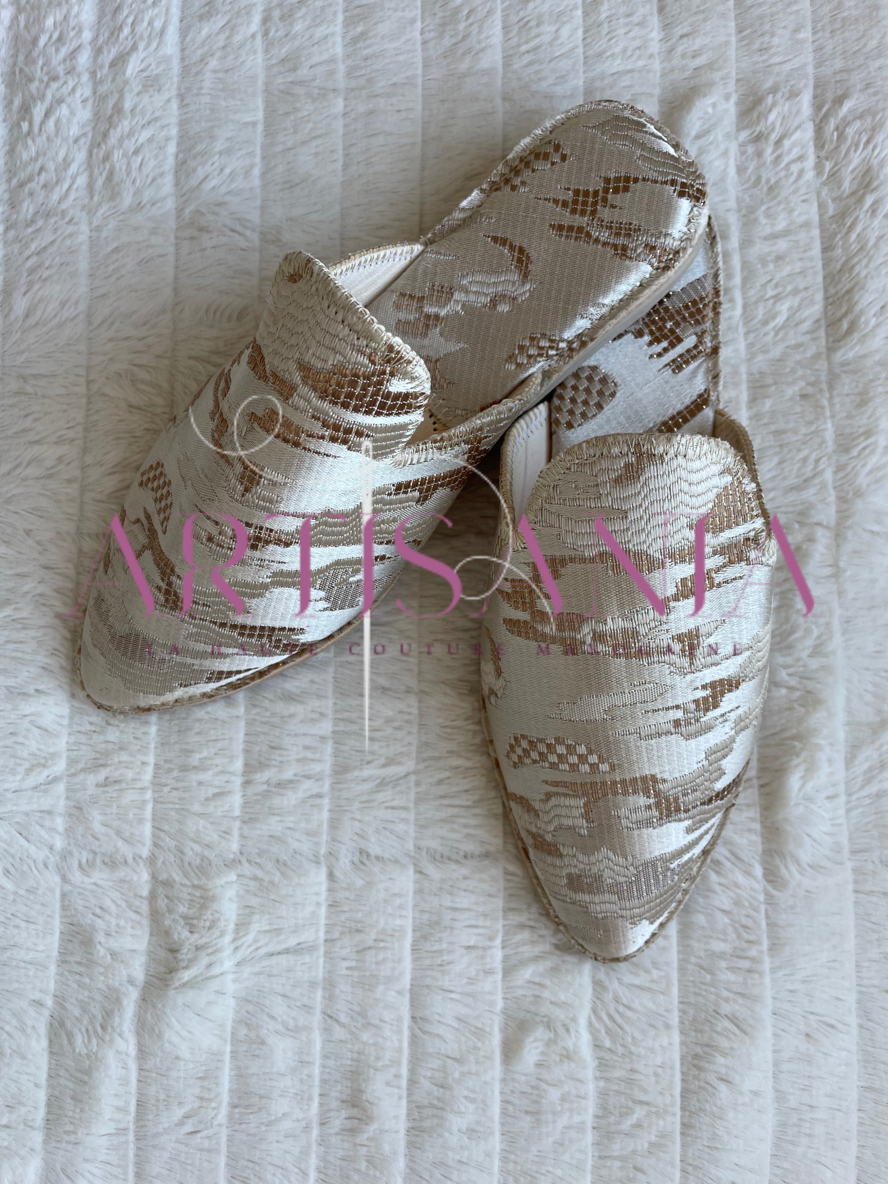 Babouche marocaine plate avec motifs - modèle Vanessa