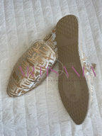 Babouche marocaine plate avec motifs - modèle Malika