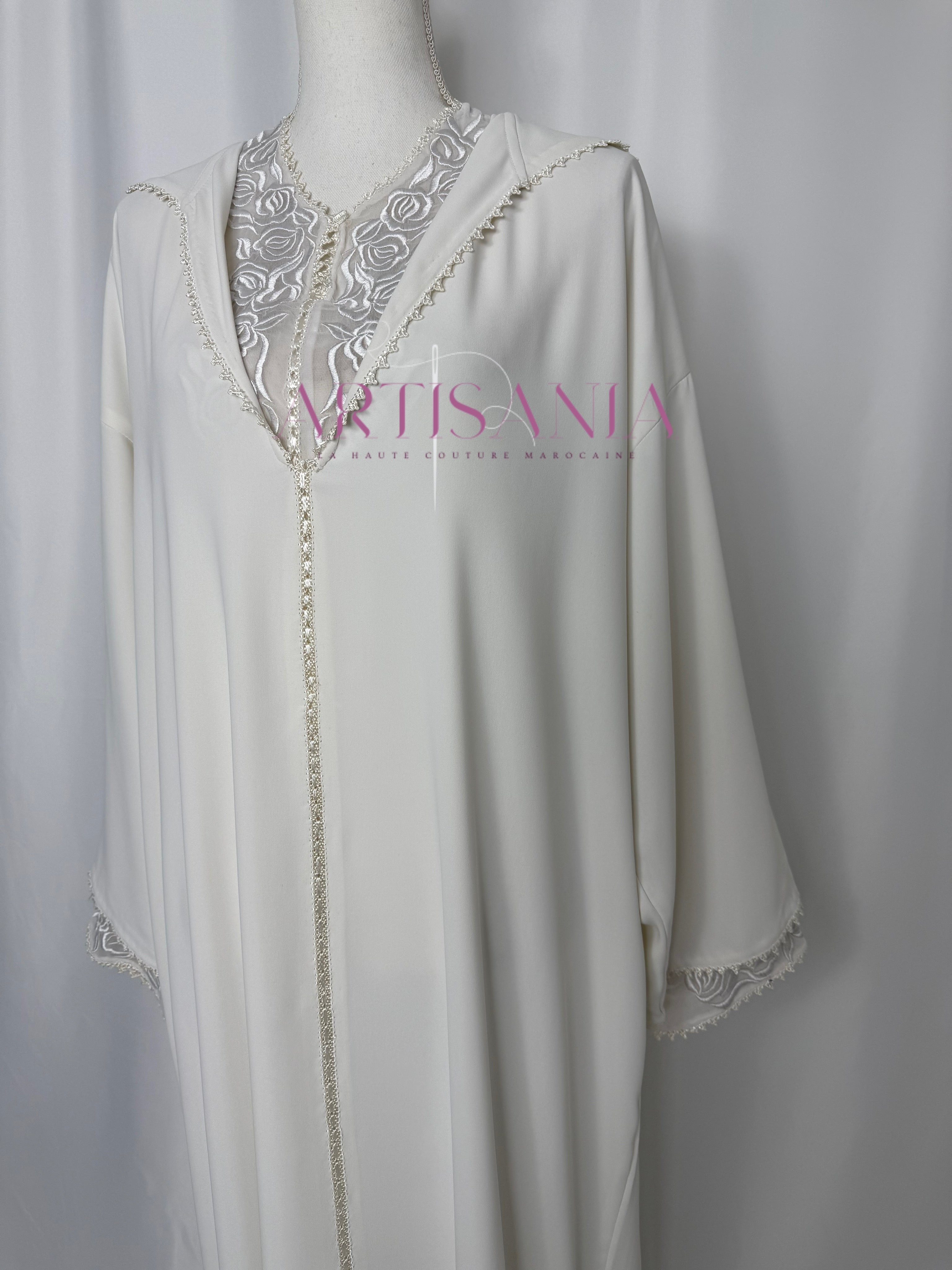 Jellaba marocaine blanche deux pièces - modèle Maryam 🪡🤍