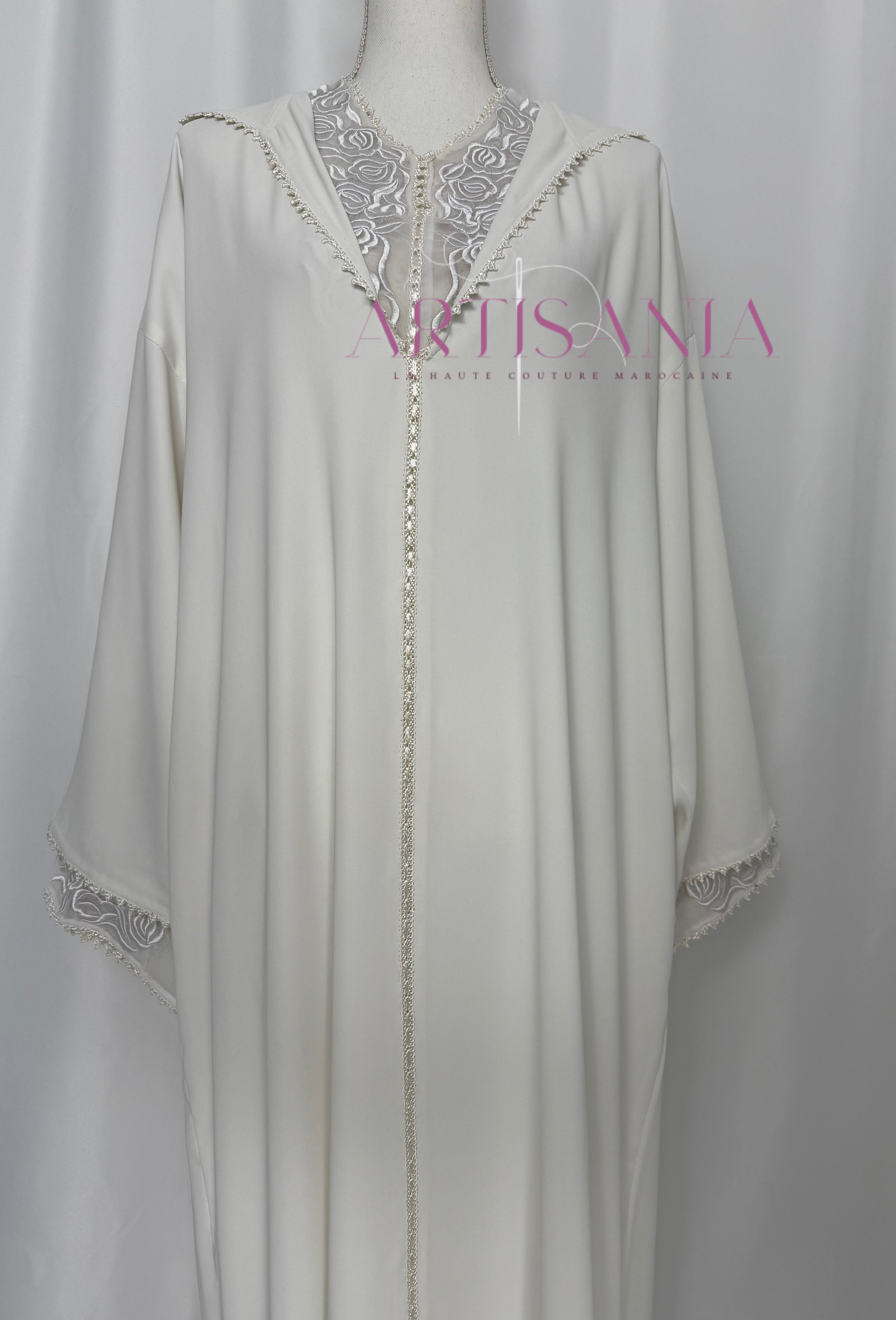 Jellaba marocaine blanche deux pièces - modèle Maryam 🪡🤍