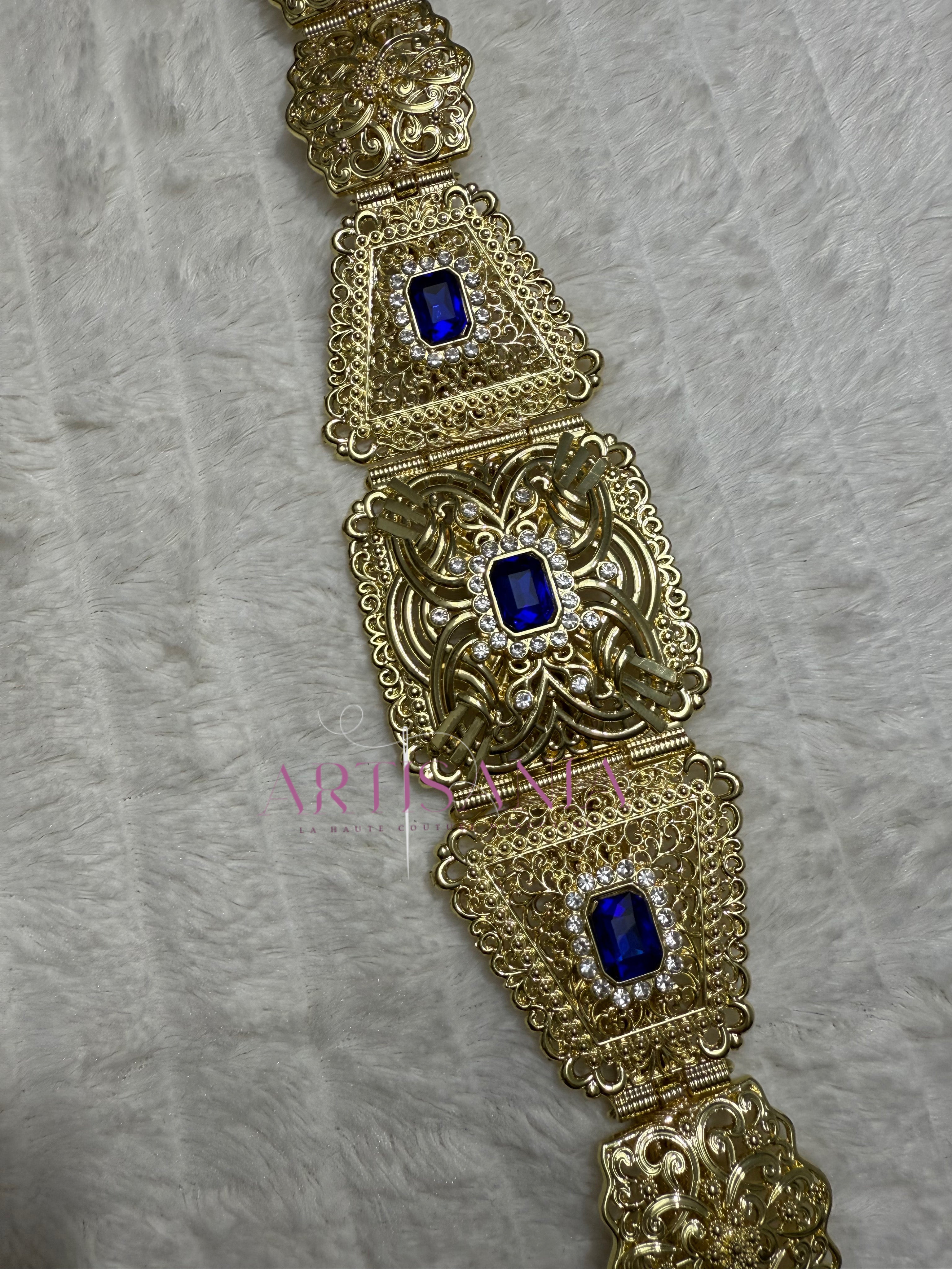 Ceinture métallique dorée ajustable - avec une subtile touche de couleur ✨🩵