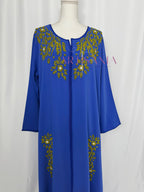 Gandoura marocaine bleu avec perles jaune - modèle Aina 💙✨