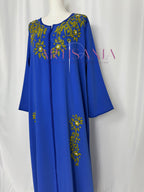 Gandoura marocaine bleu avec perles jaune - modèle Aina 💙✨