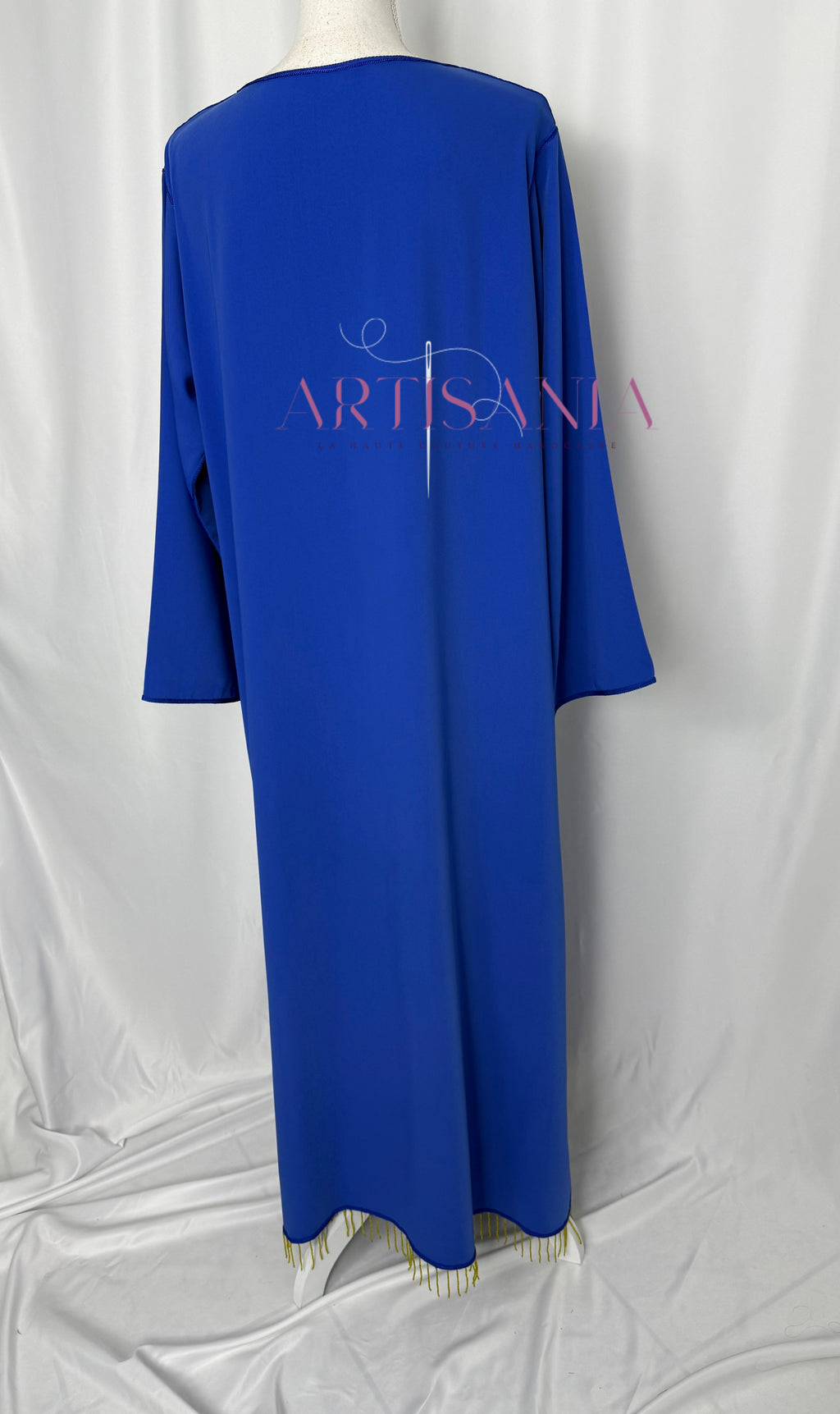 Gandoura marocaine bleu avec perles jaune - modèle Aina 💙✨