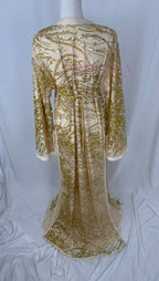 Takchita marocaine avec perles blanche et doré - modèle Tasnim