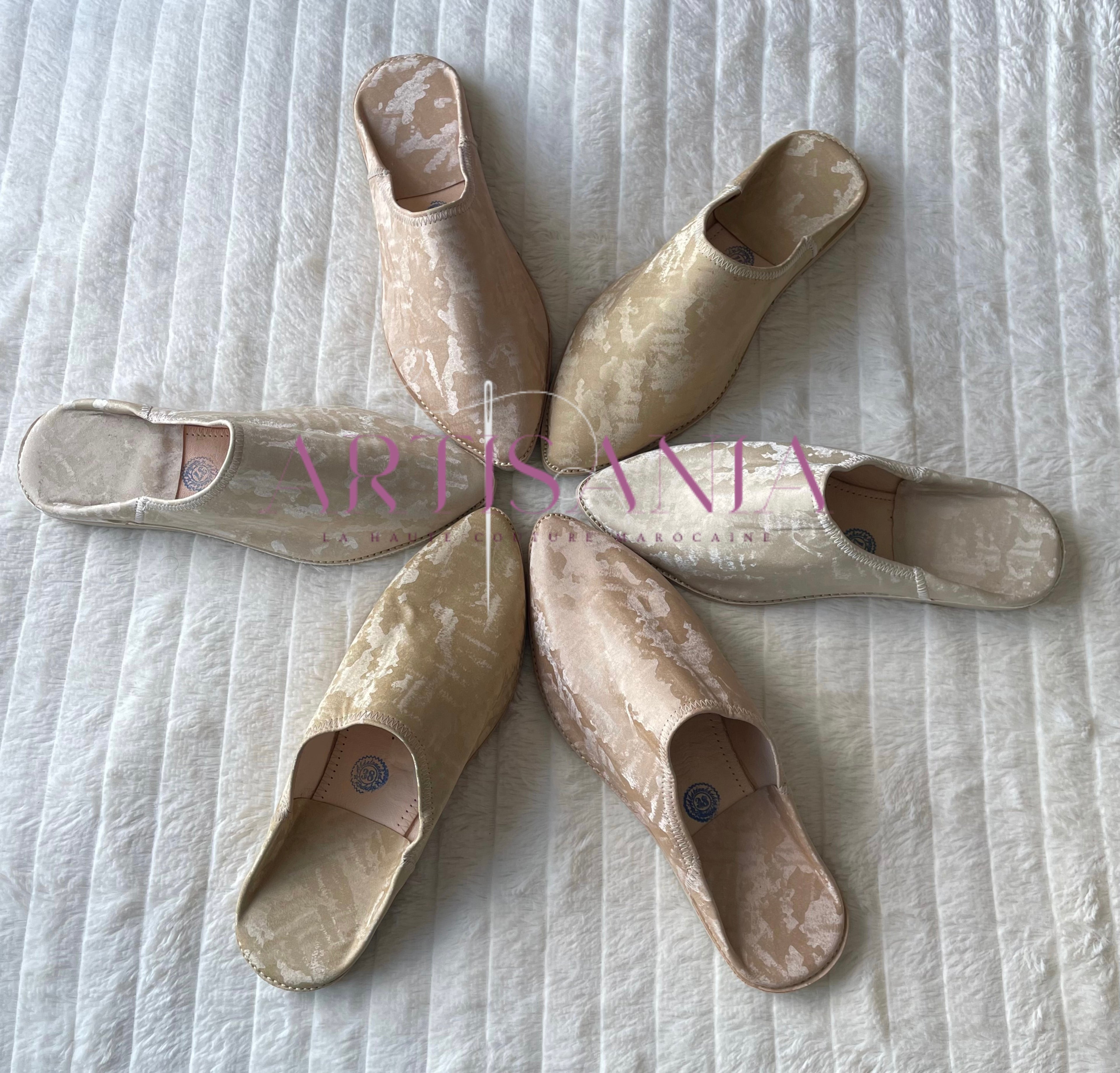 Babouches marocaines plates simples - modèle Farah
