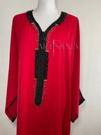 Gandoura faite main avec perles – Collection Loubna 🖤✨