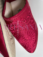 Babouche plate marocaine rouge - modèle Doriane