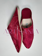 Babouche plate marocaine rouge - modèle Doriane