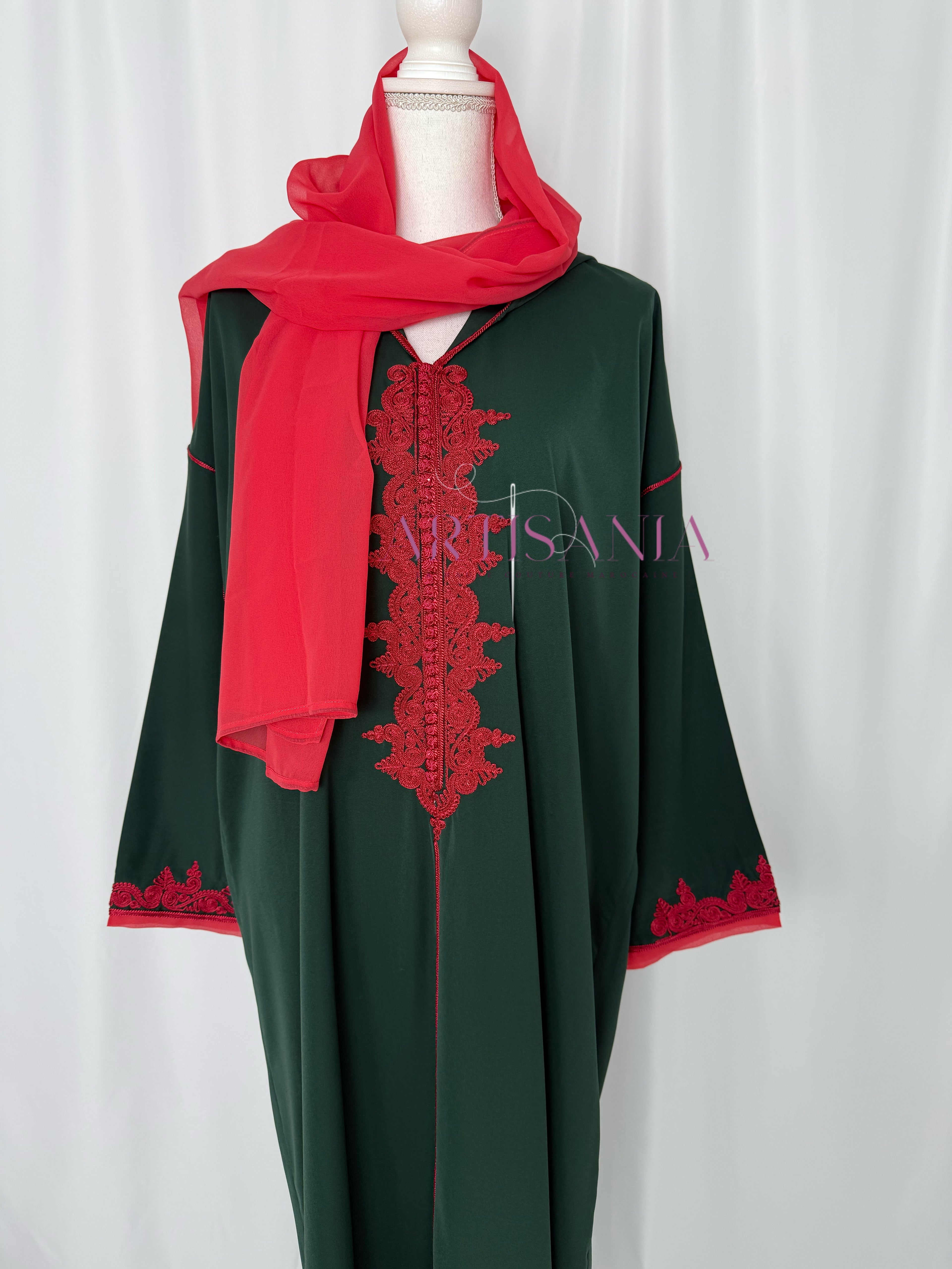 Jellaba marocaine une pièce - modèle Layal avec châle (offert)