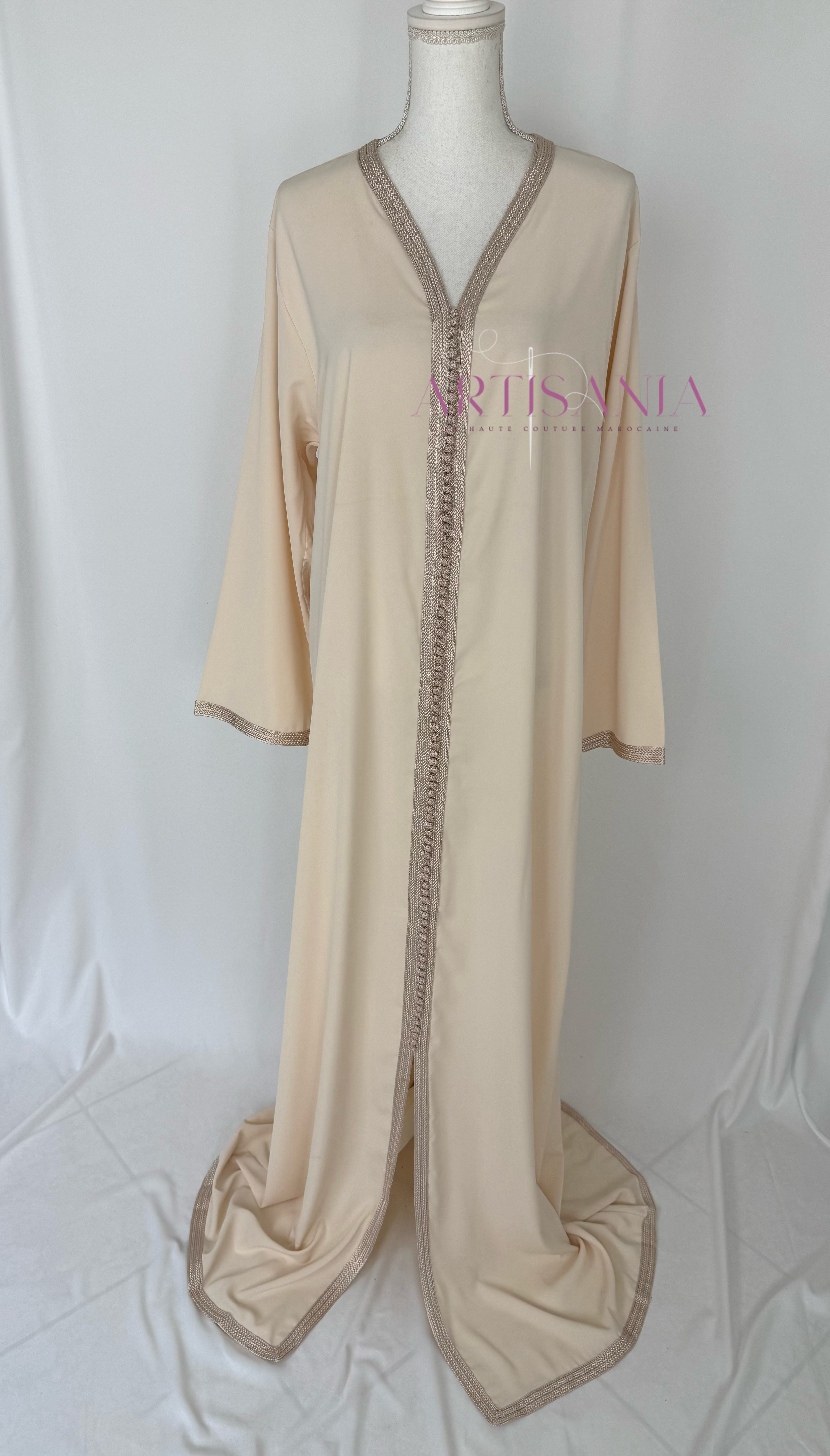 Takchita marocaine modèle Ranelle – Tissu Haj Omar 🧡🍃