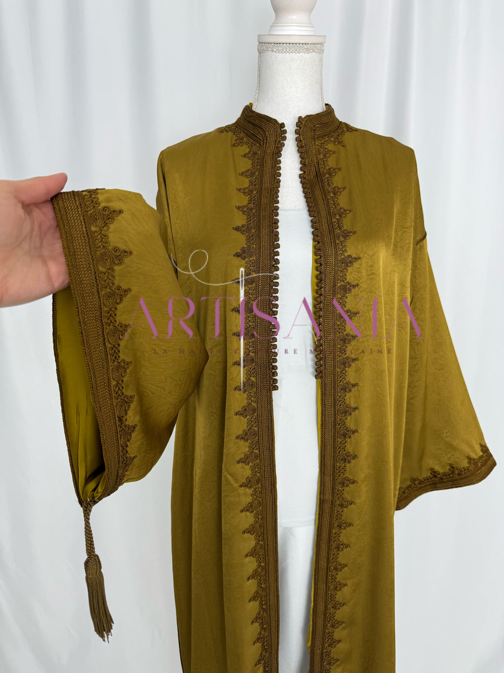 Kimono long - tissu kamkha broderies zwak maalem 🇲🇦