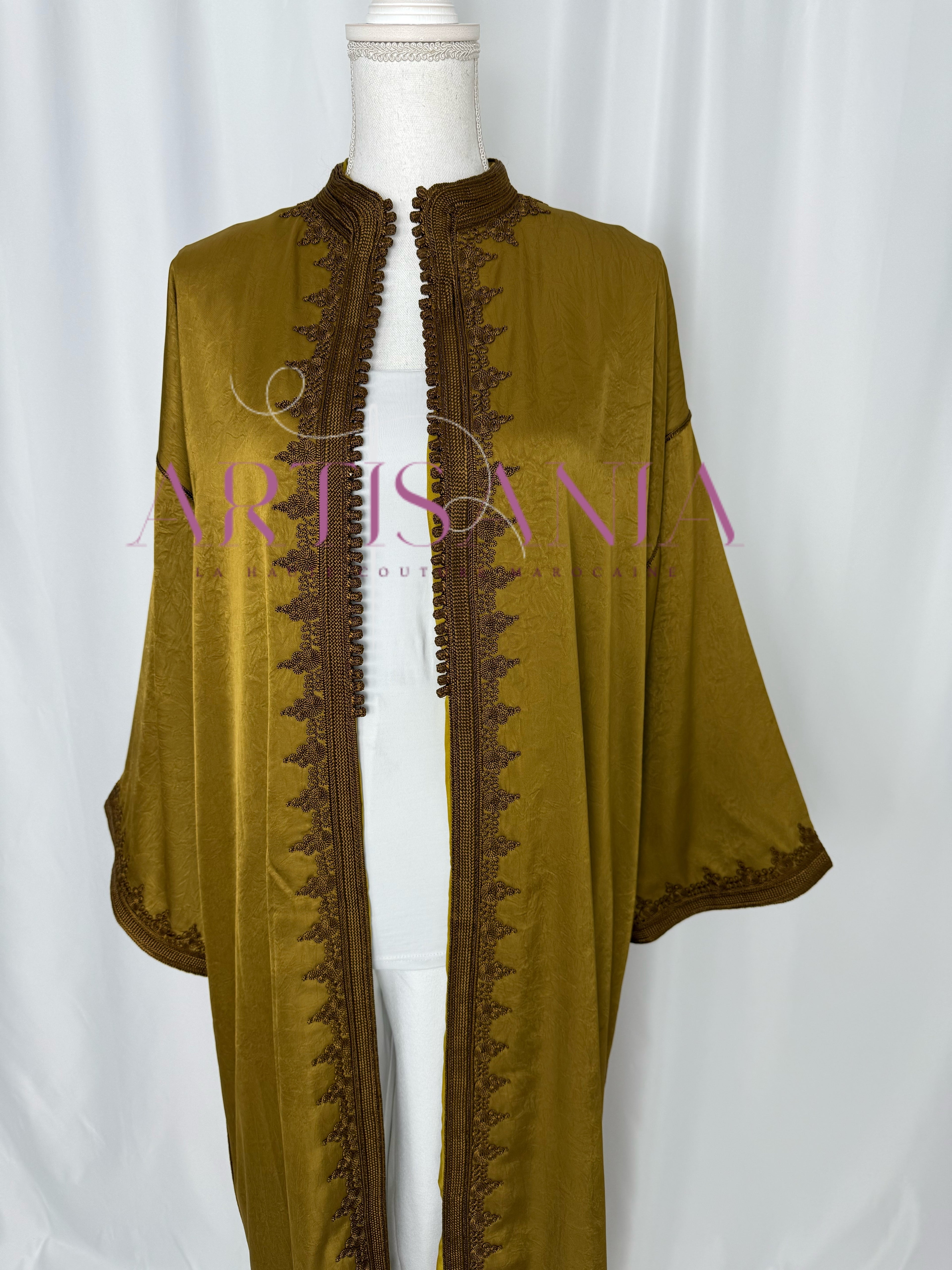 Kimono long - tissu kamkha broderies zwak maalem 🇲🇦