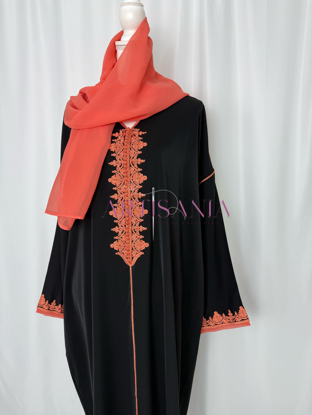 Jellaba marocaine une pièce - modèle Layal avec châle (offert)