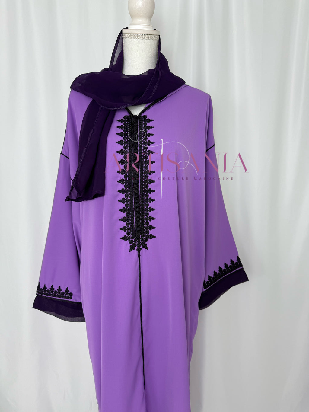 Jellaba marocaine une pièce - modèle Layal avec châle (offert)